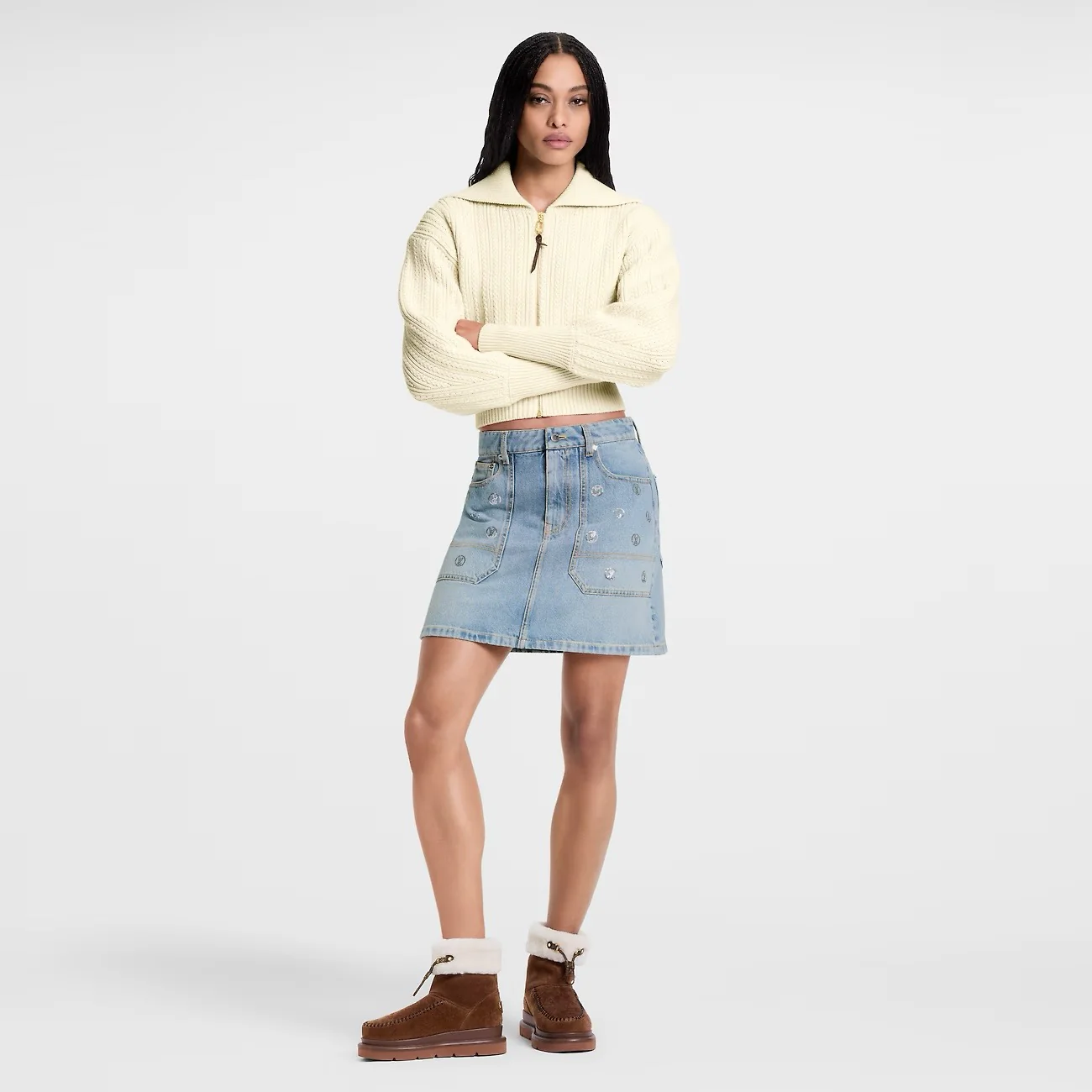 Louis 25fw embroidery denim skirts coin sequins