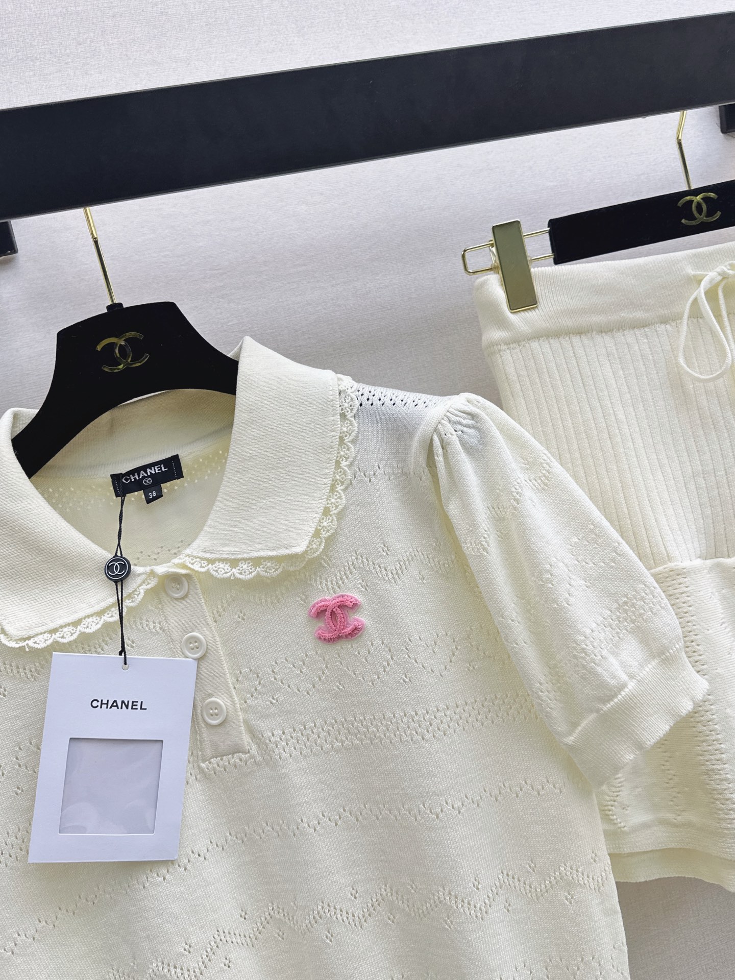 Chan 26ss knit top skirt set