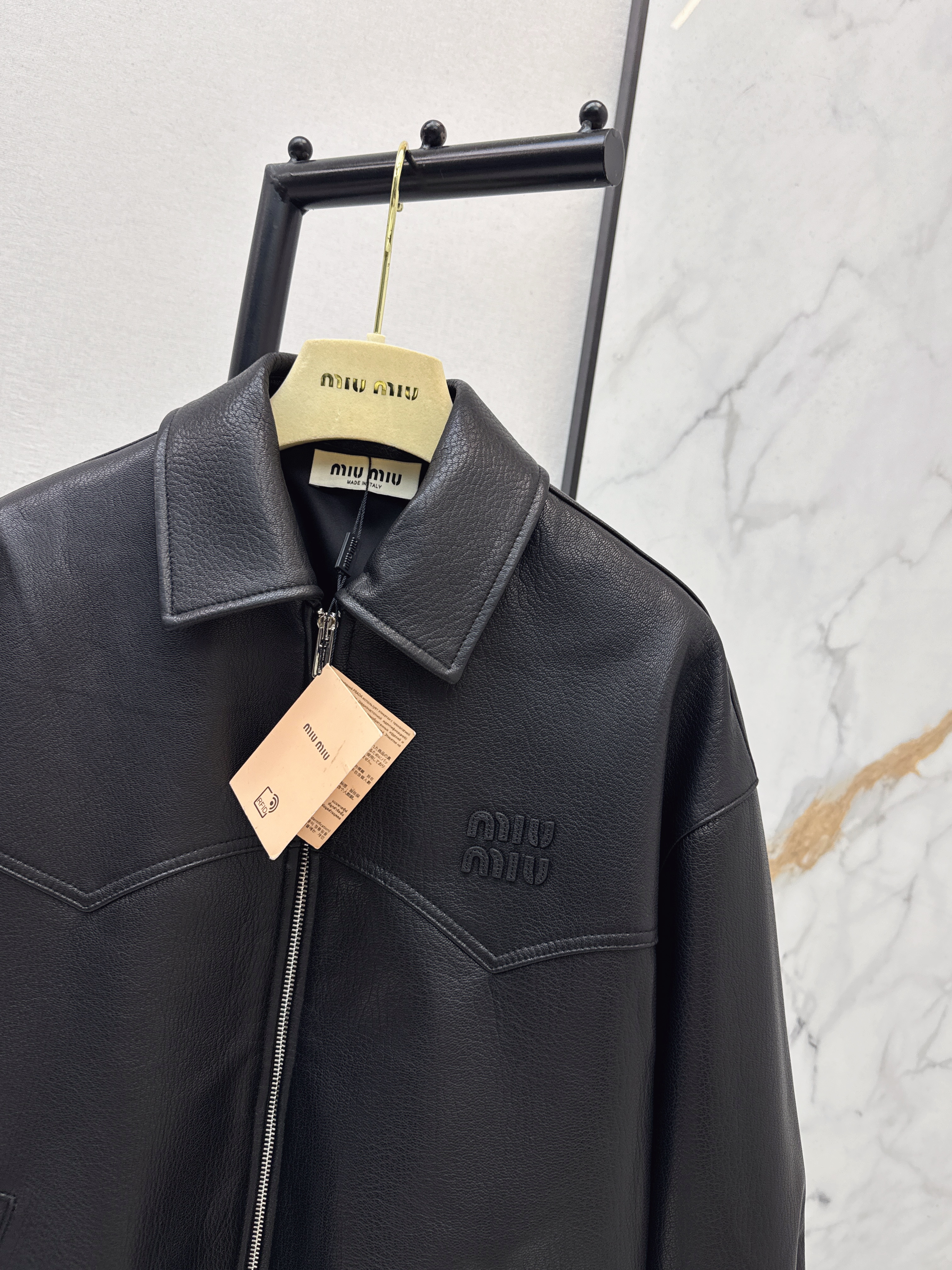 Miu 26ss leather jacket