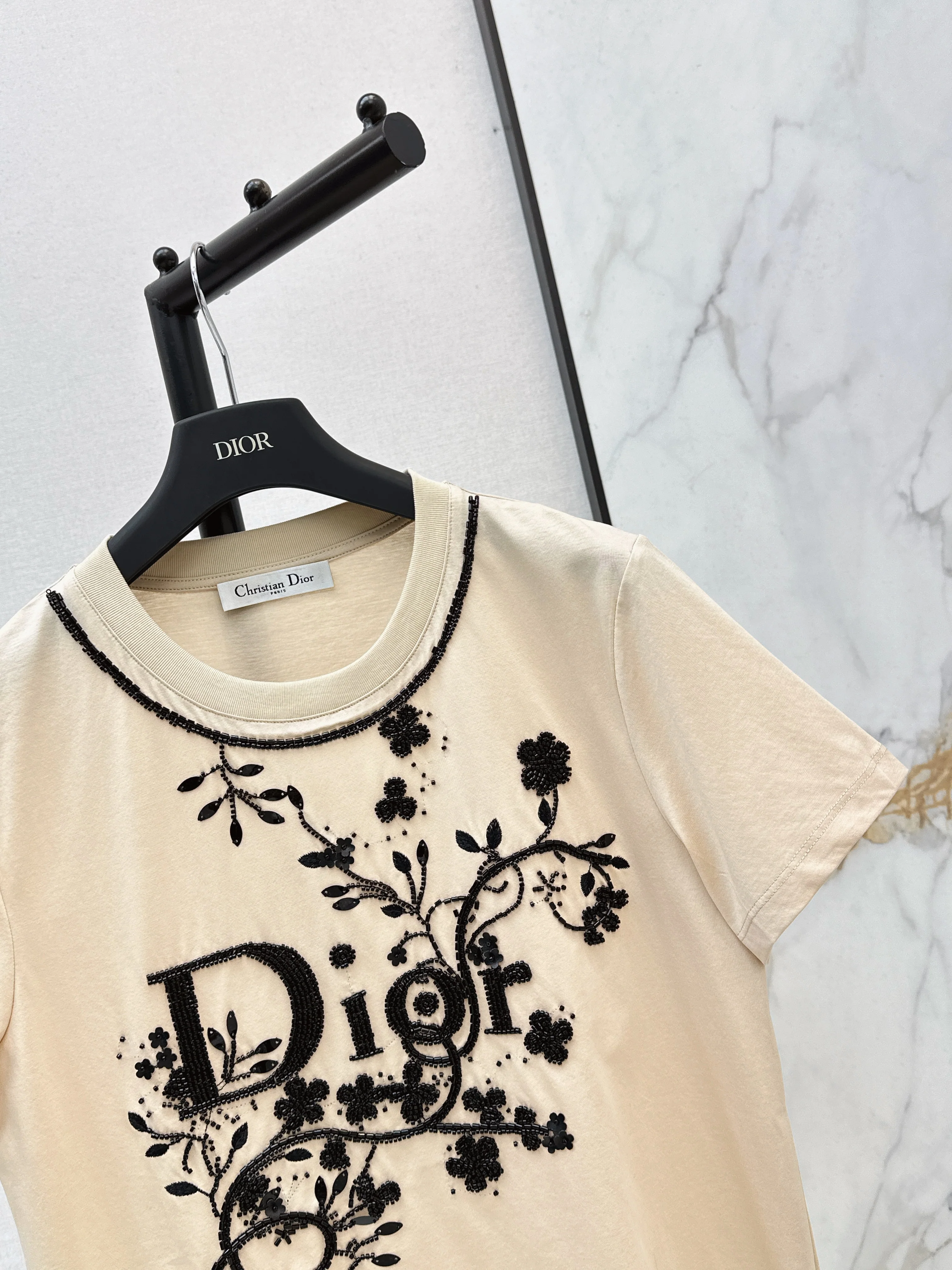 CD 26ss 3d embroidery beading t-shirts