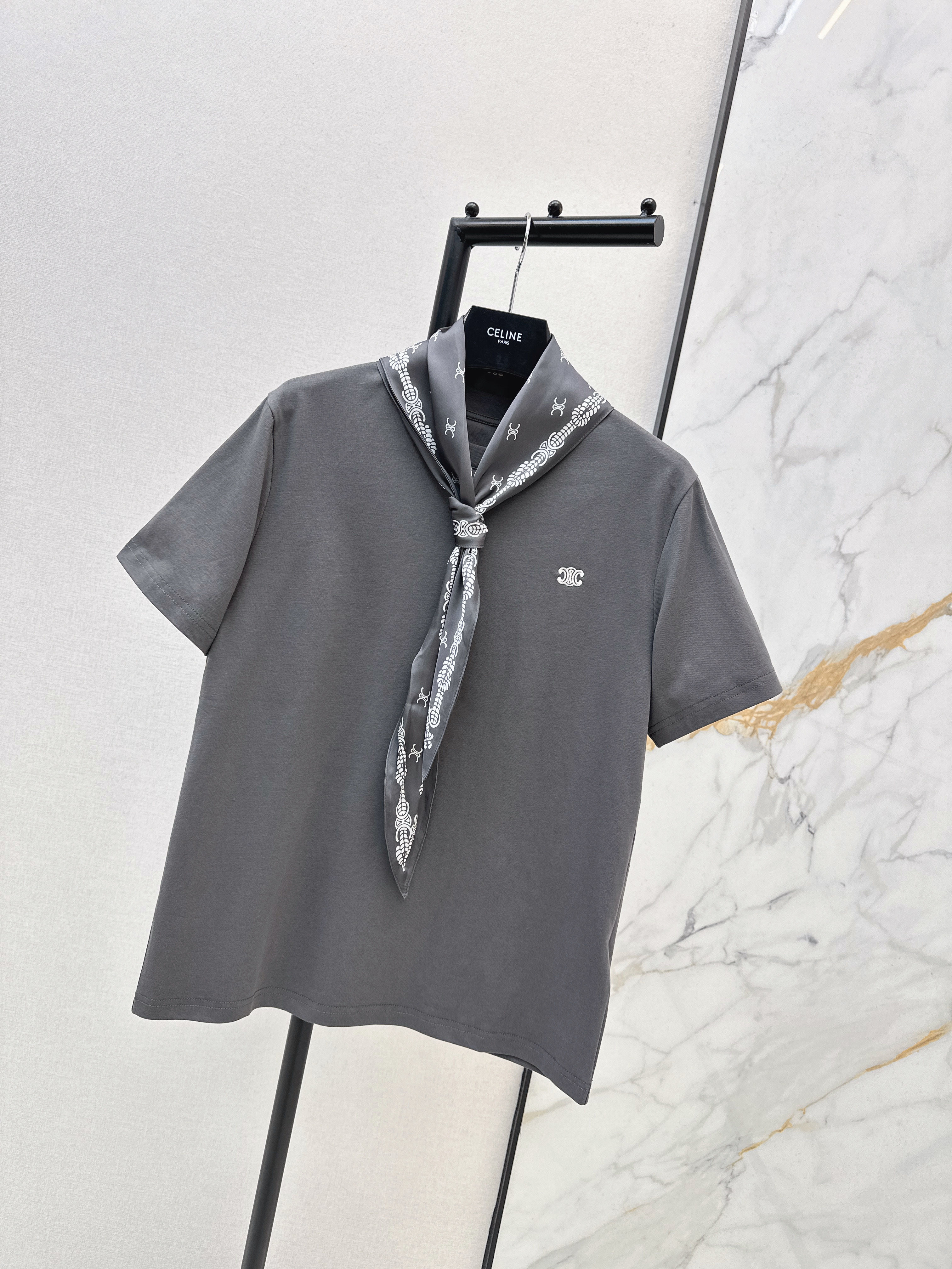 Celi 26ss print silk scarf t-shirts