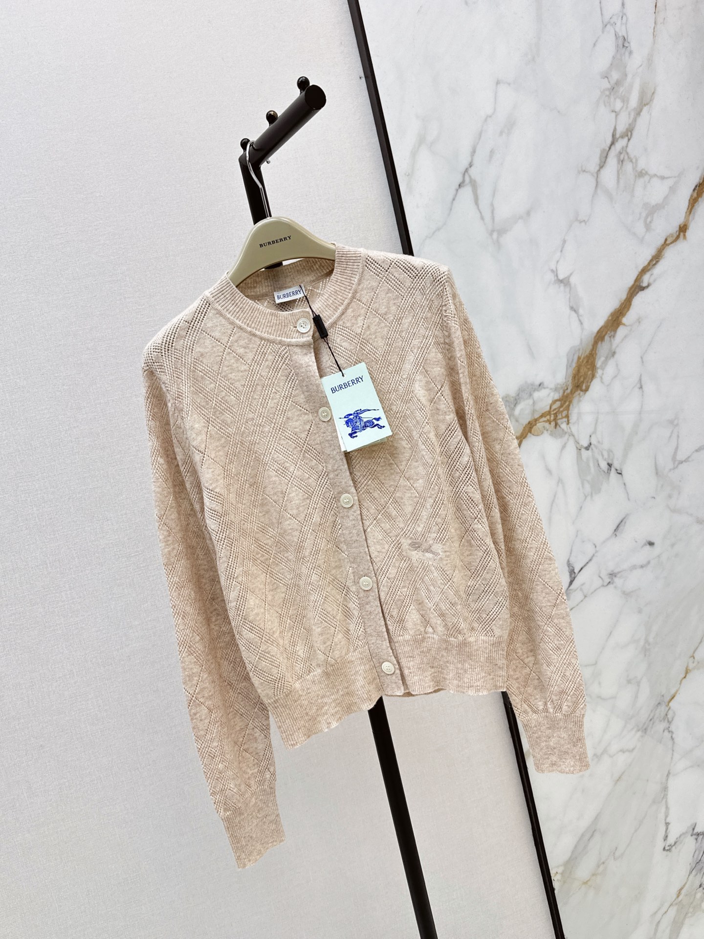 Bur 26ss check jacquard knit cardigan