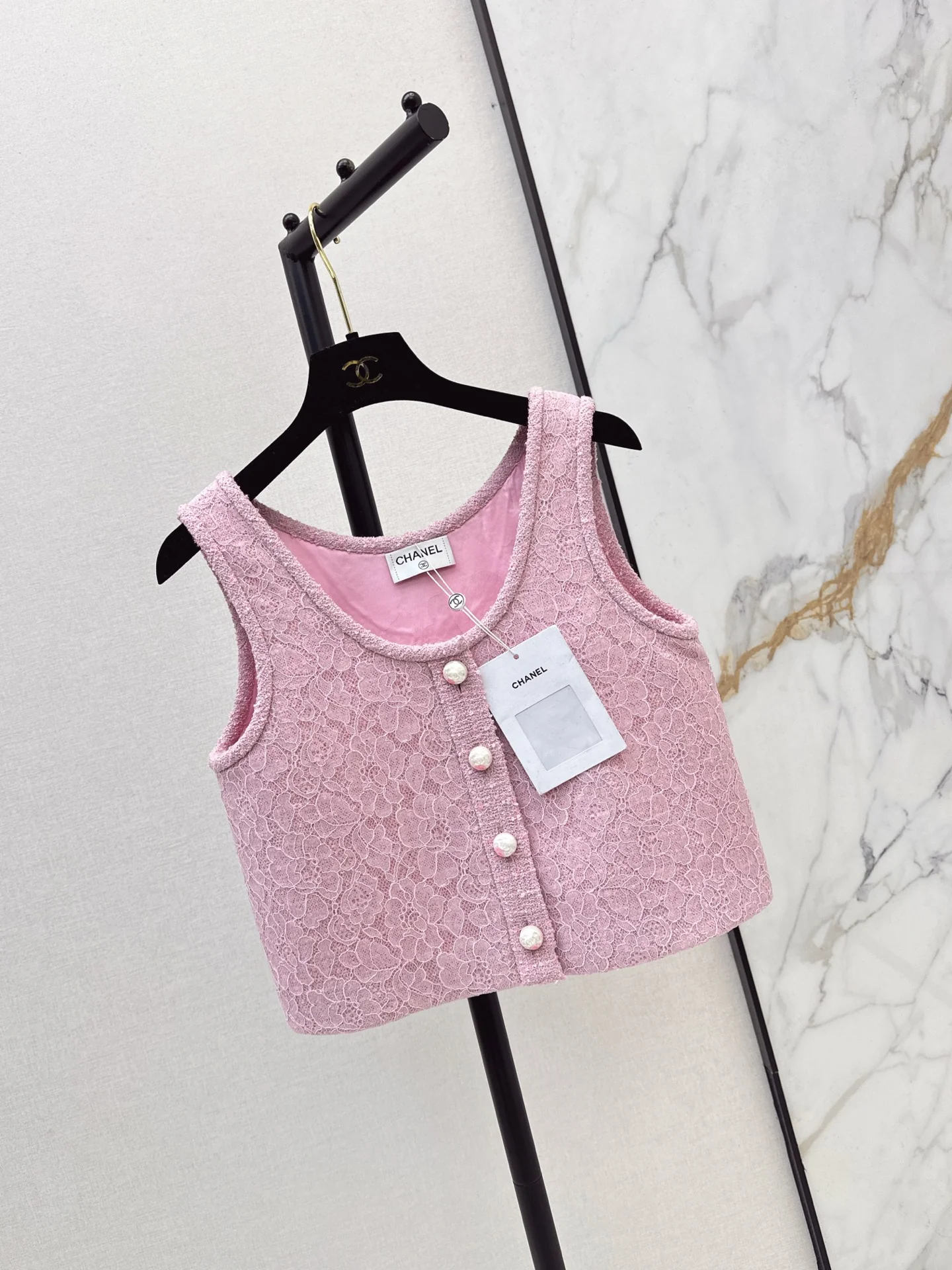 Chan 25fw lace tweed vest