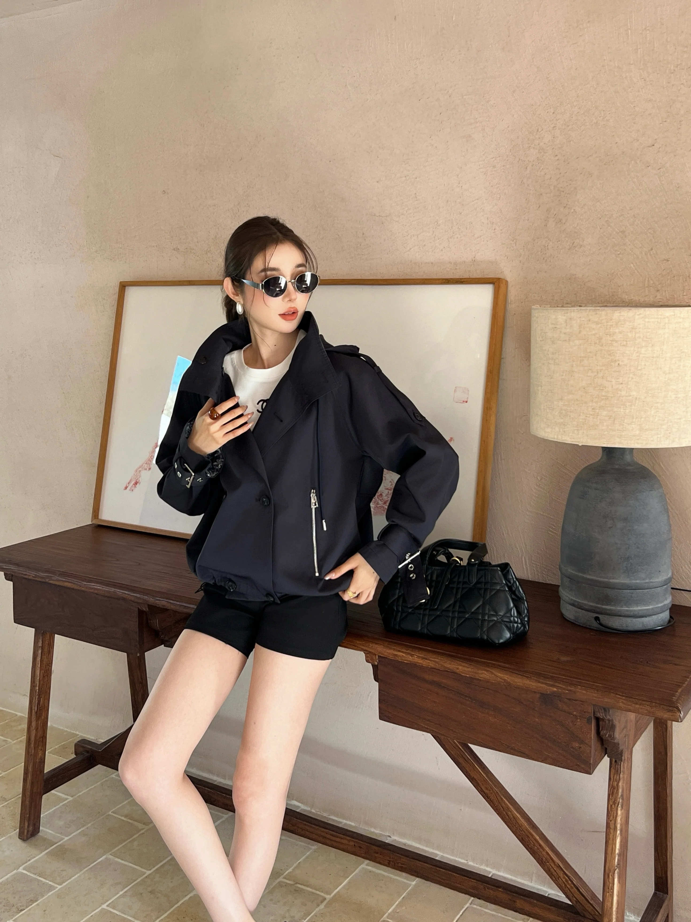 CD 26ss print hooded trench coats