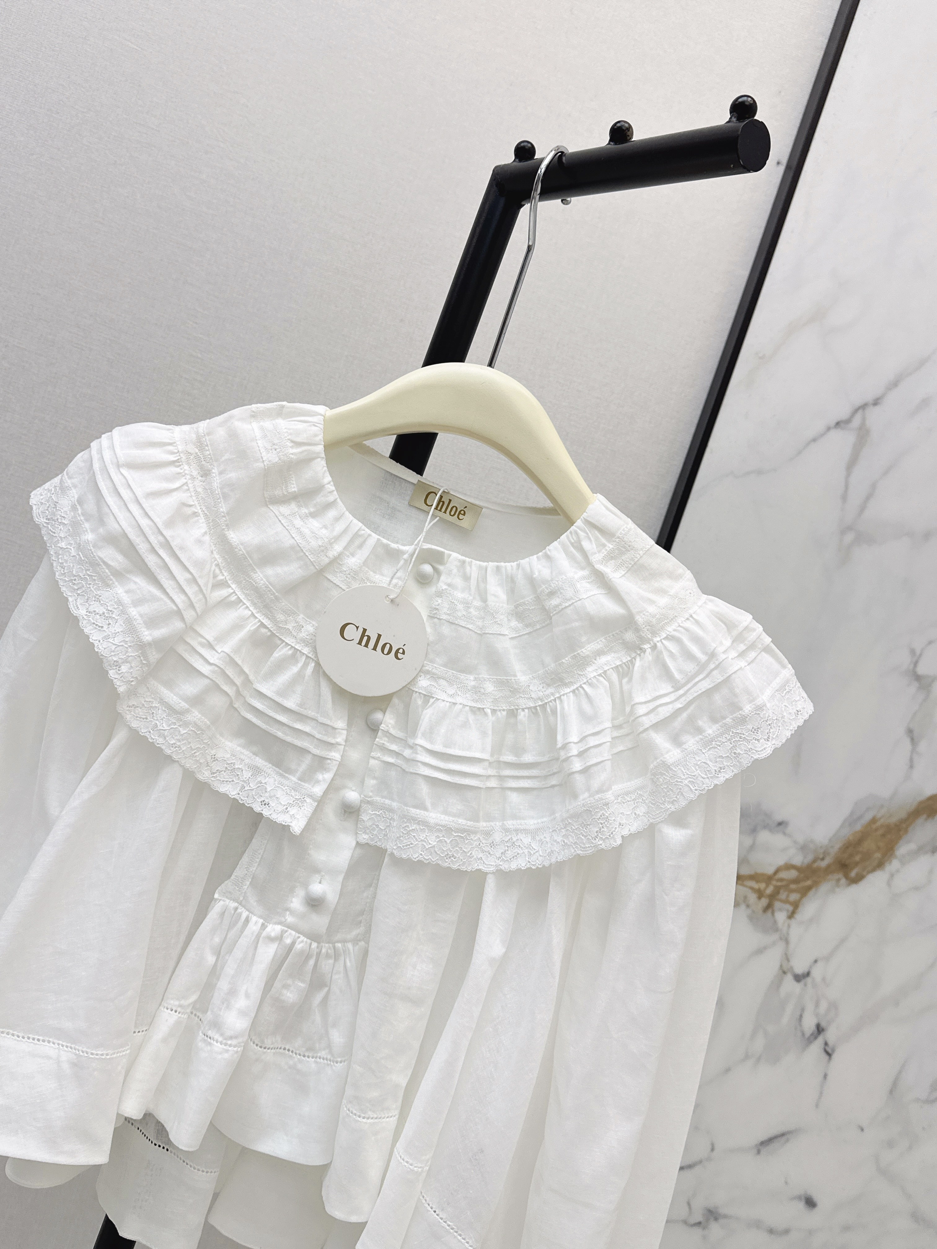 Chol 26ss lace ruffle shirt