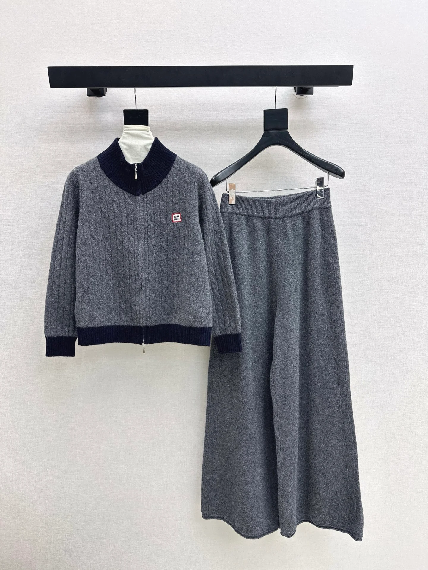 Miu 25fw wool cardigan +wide pants outfit sets