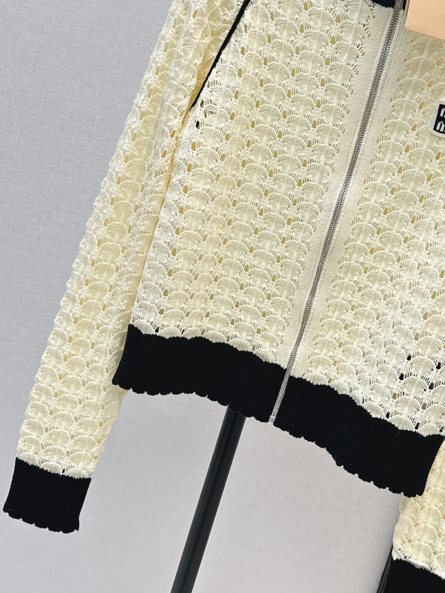 Miu 26ss hollow knitted jacket
