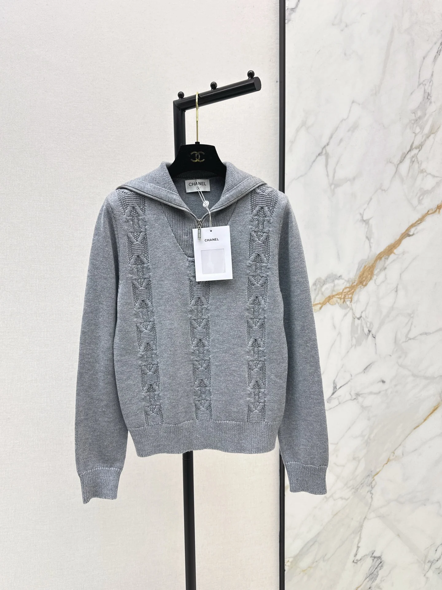 Chan 25fw zip knit jumper