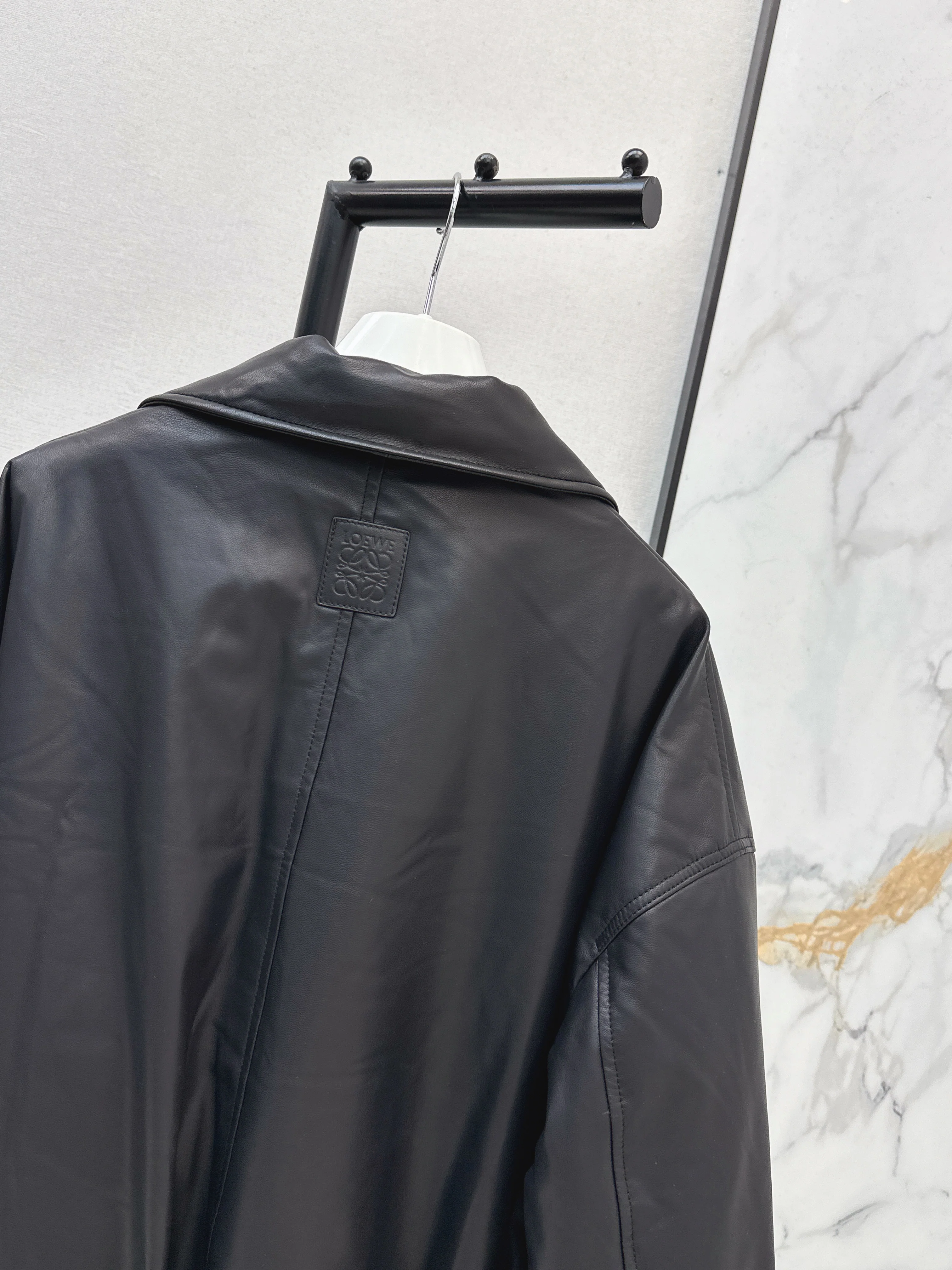 Loe 26ss leather down jacket