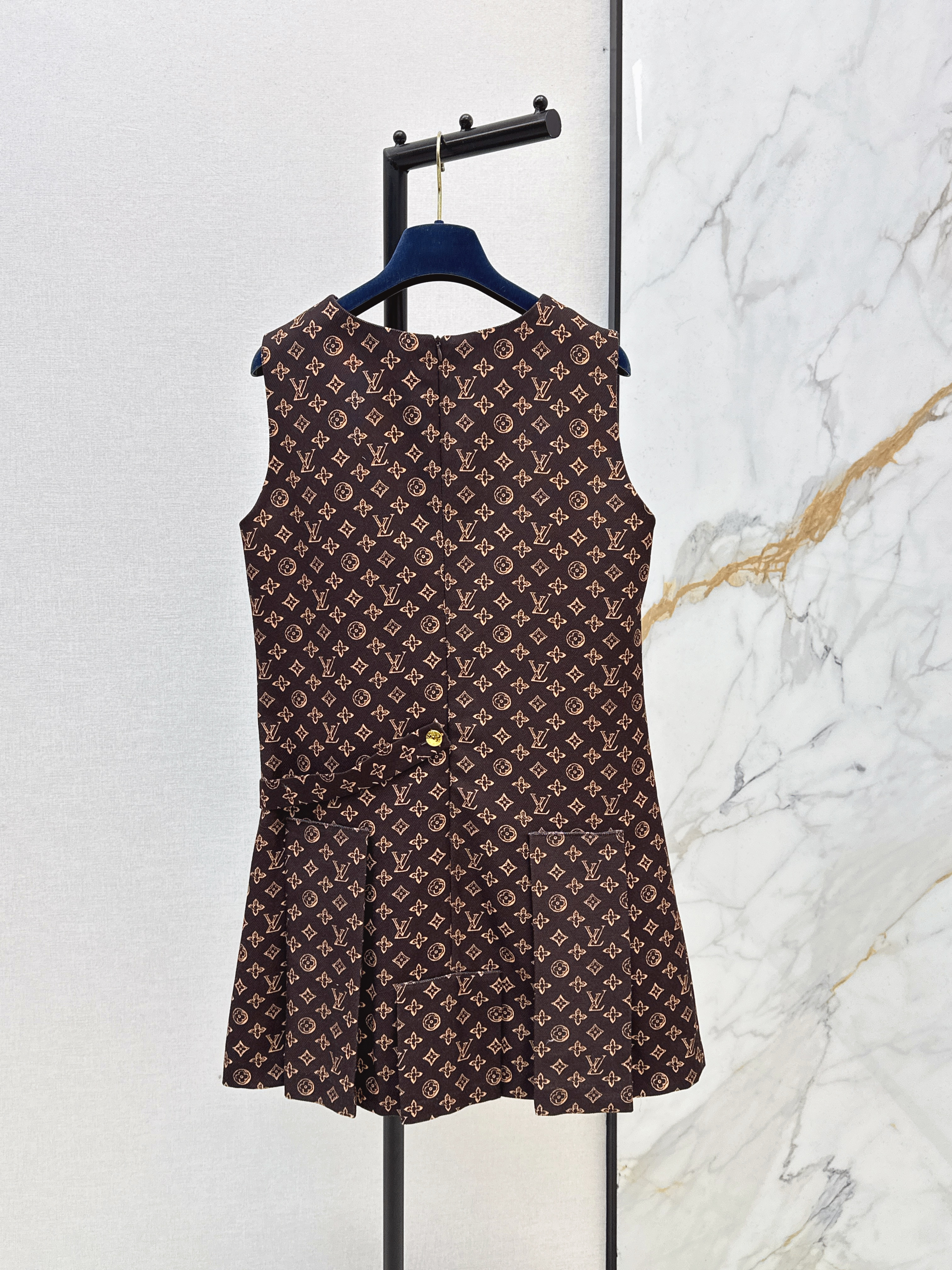 Louis 26ss print sleeveless dress