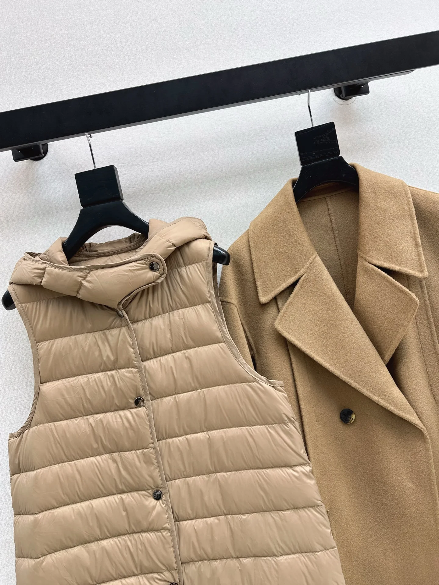 Max 25fw hooded down vest+woolen jacket