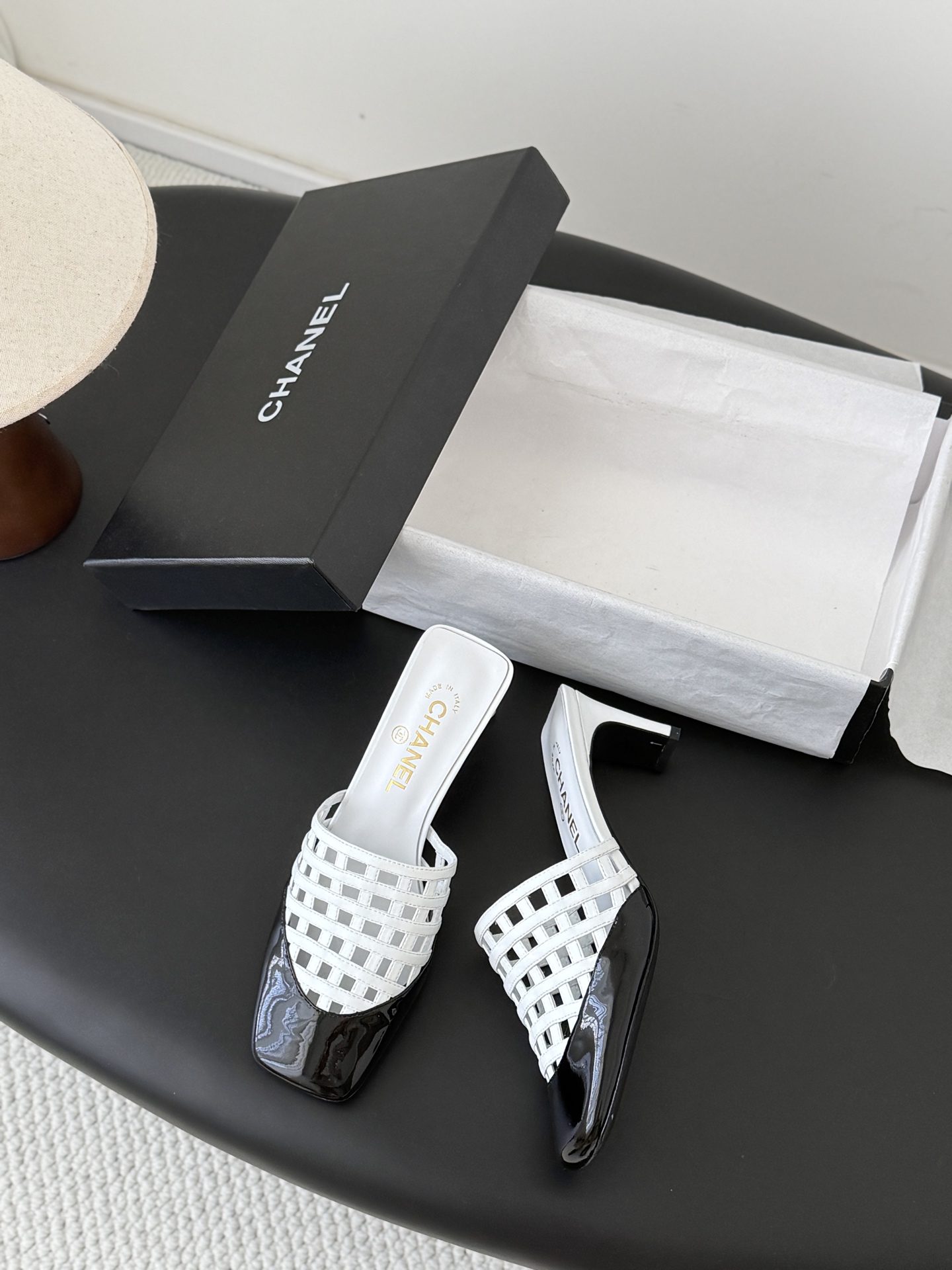 Chan 26ss woven mules heel
