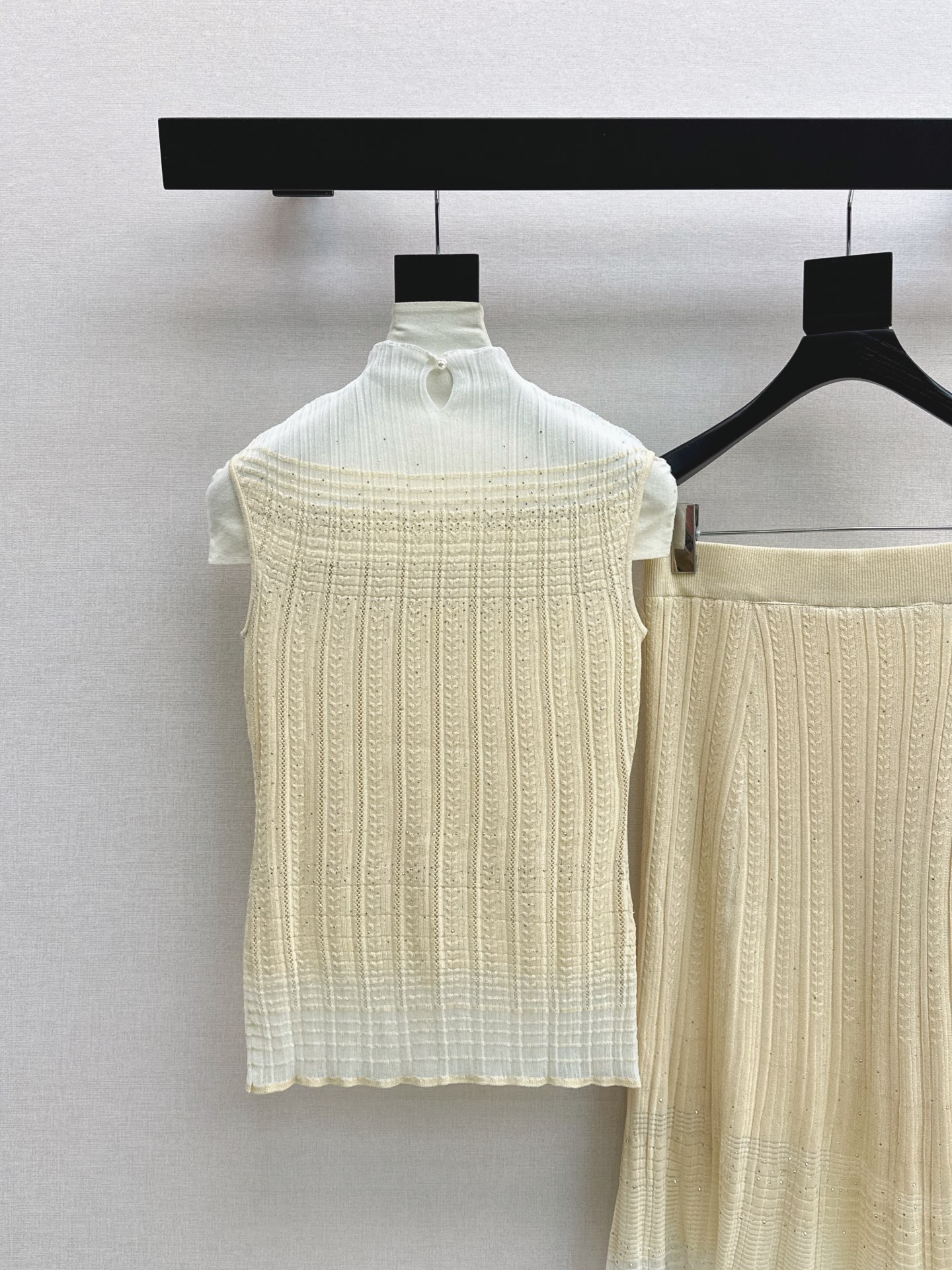 Chan 26ss sleeveless knit vest skirt set