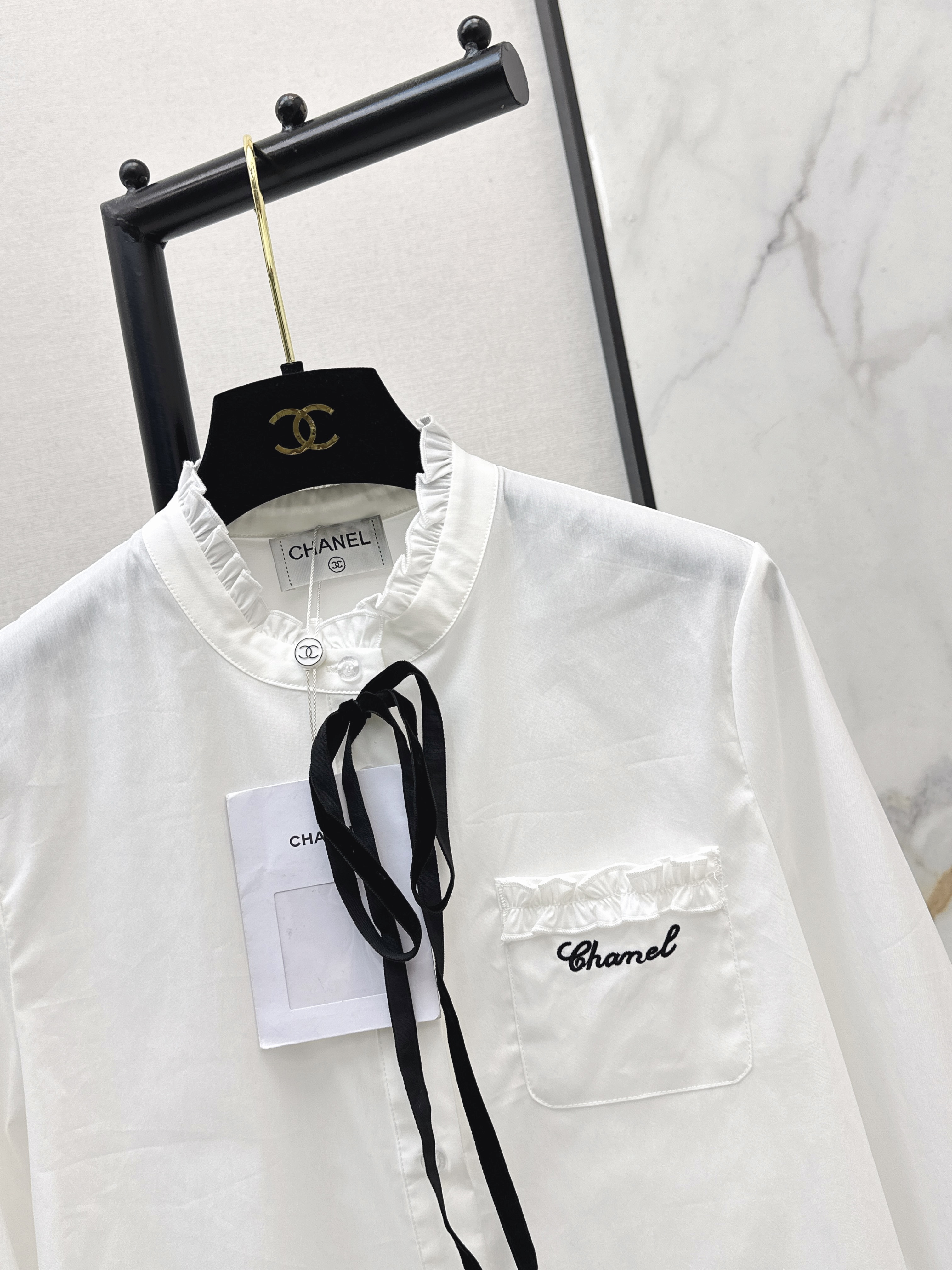 Chan 26ss ribbon shirts