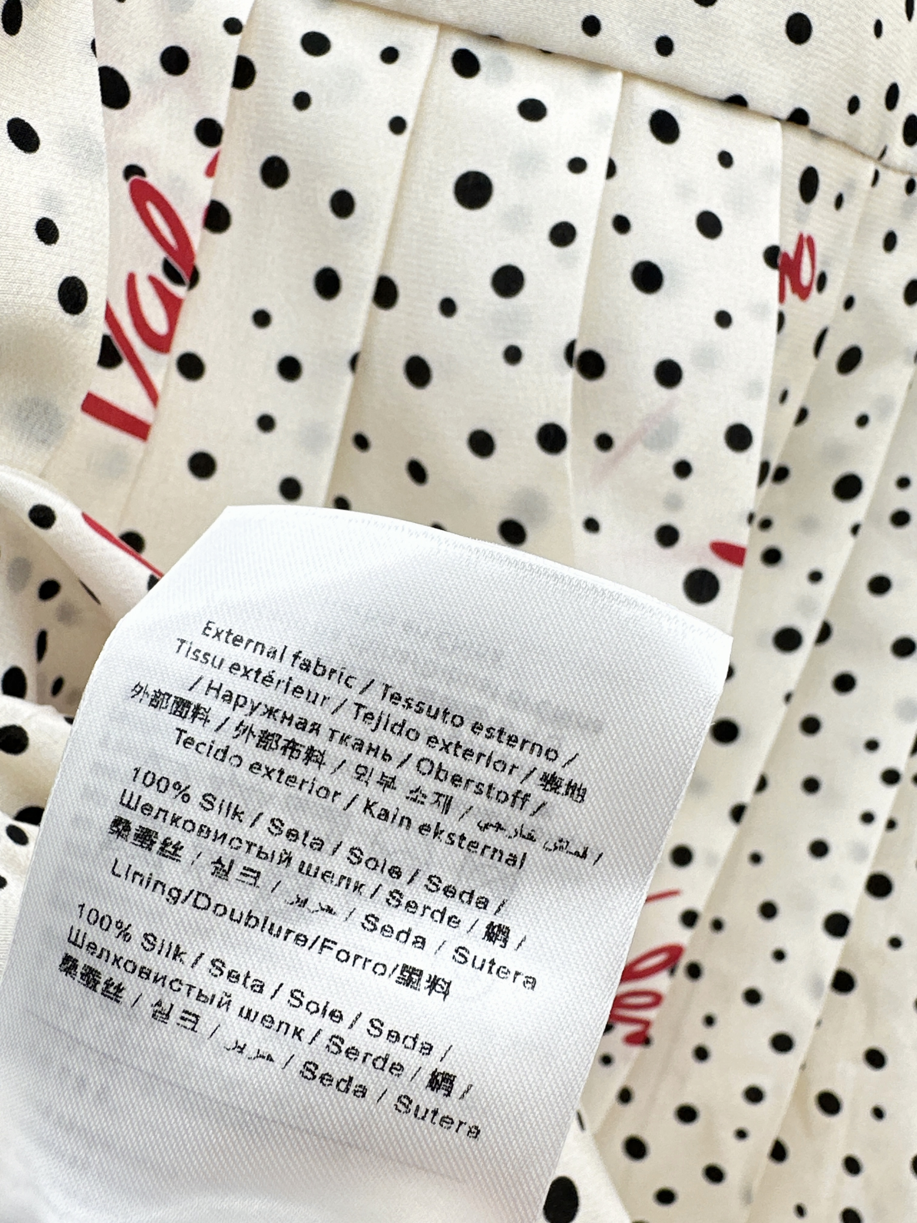 Valen 26ss print polka dots silk skirt