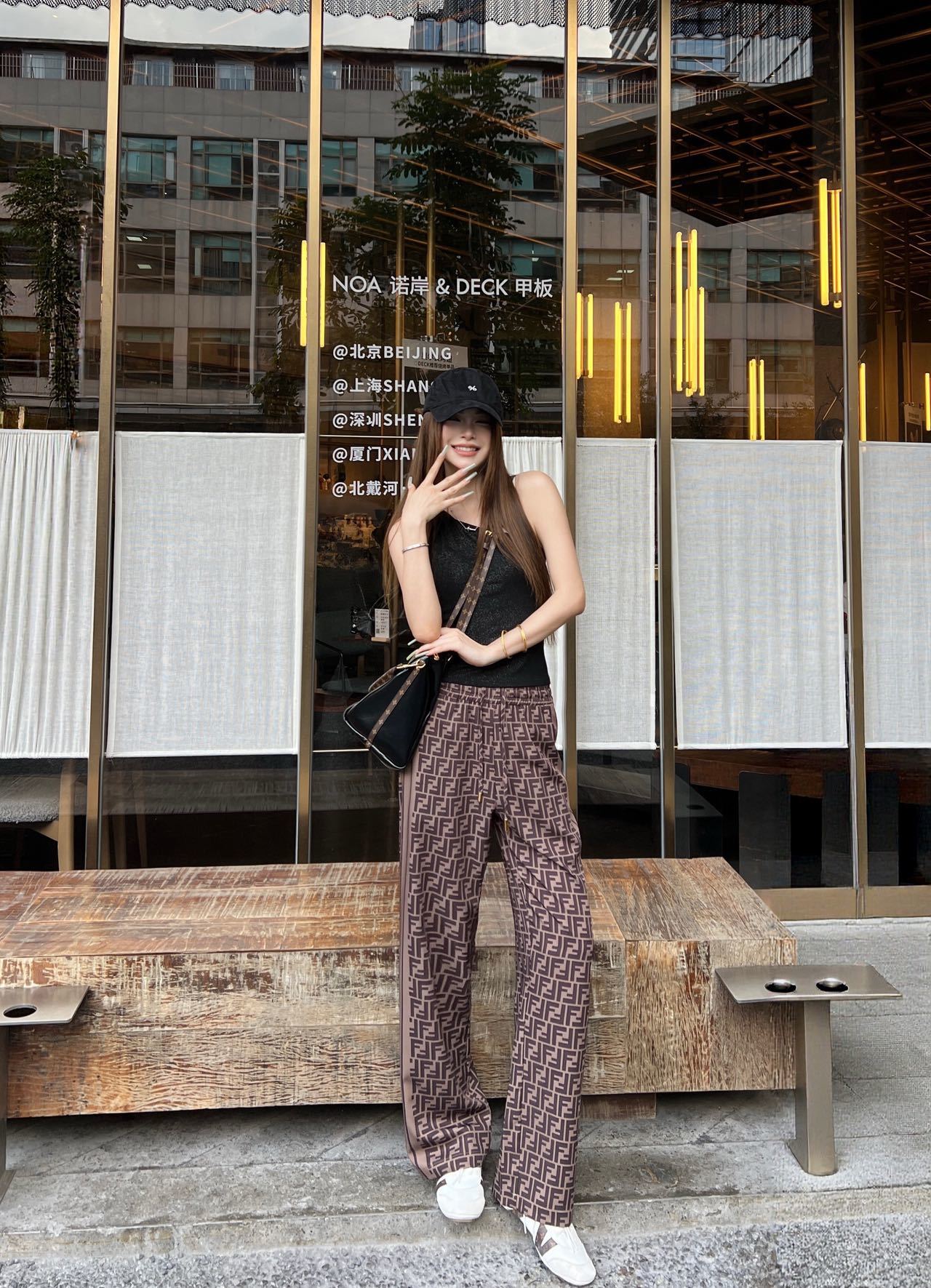 Fen 26ss drawstring wide leg pants