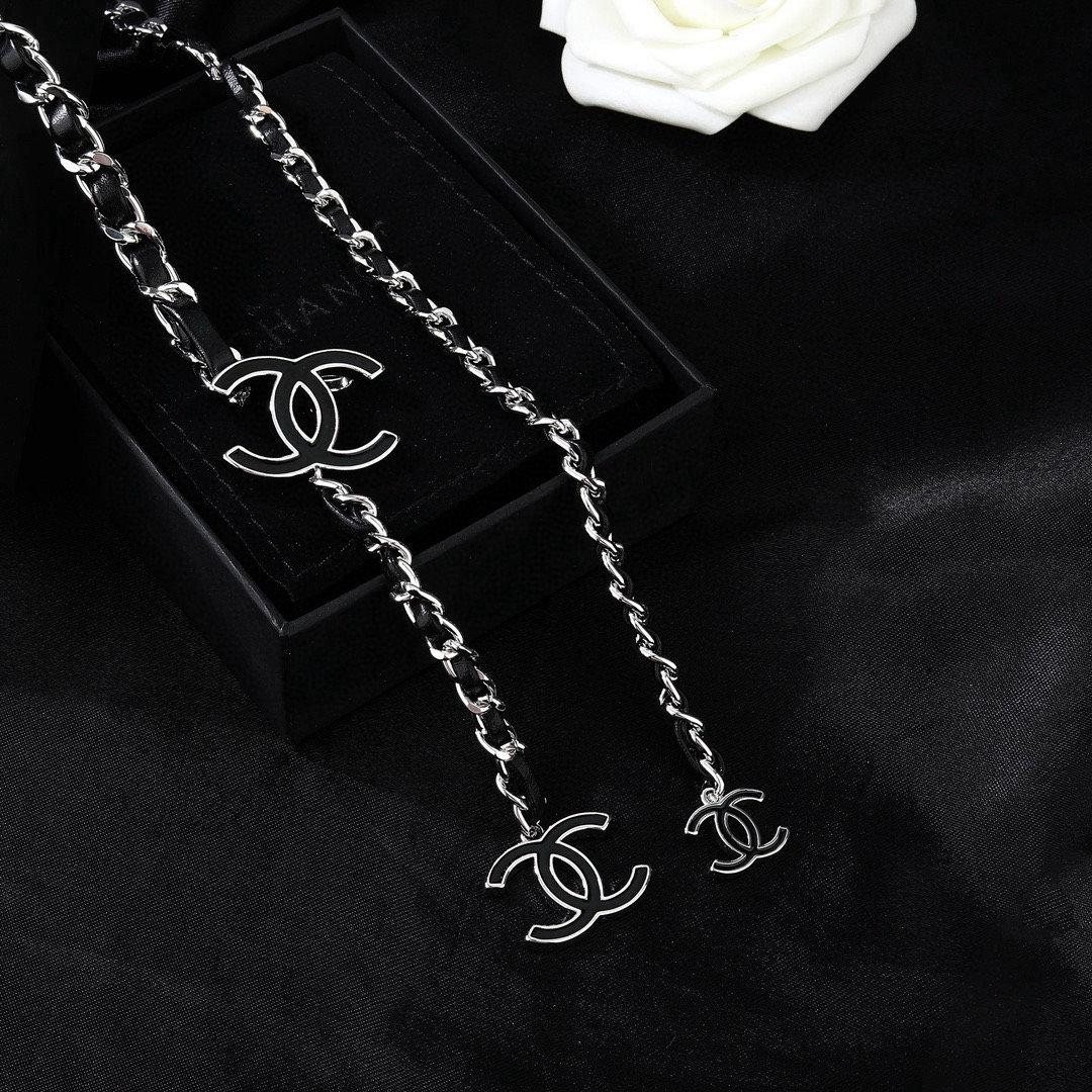 Chan Black Silver Chain Belt