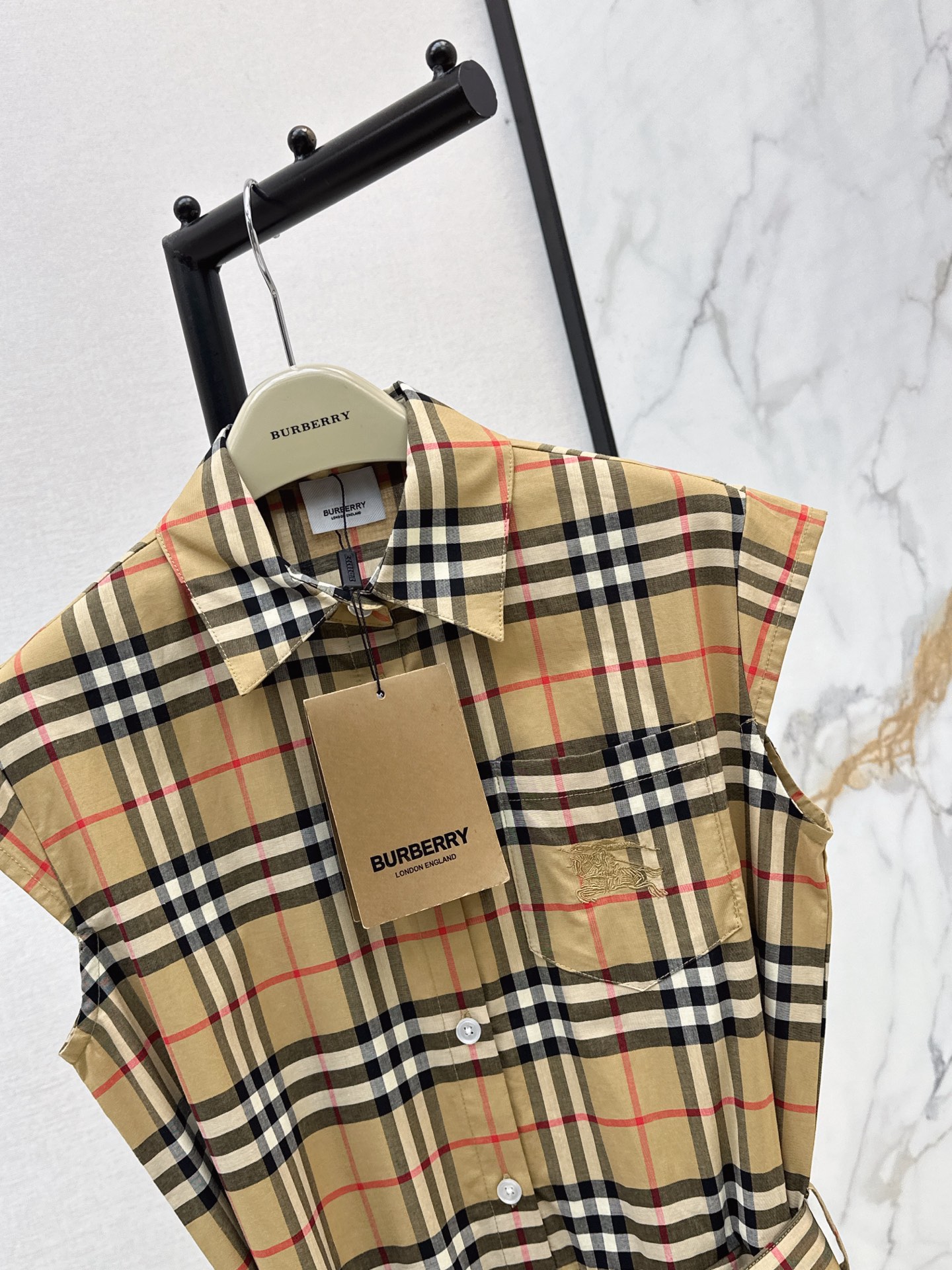 Bur 26ss check belted dress
