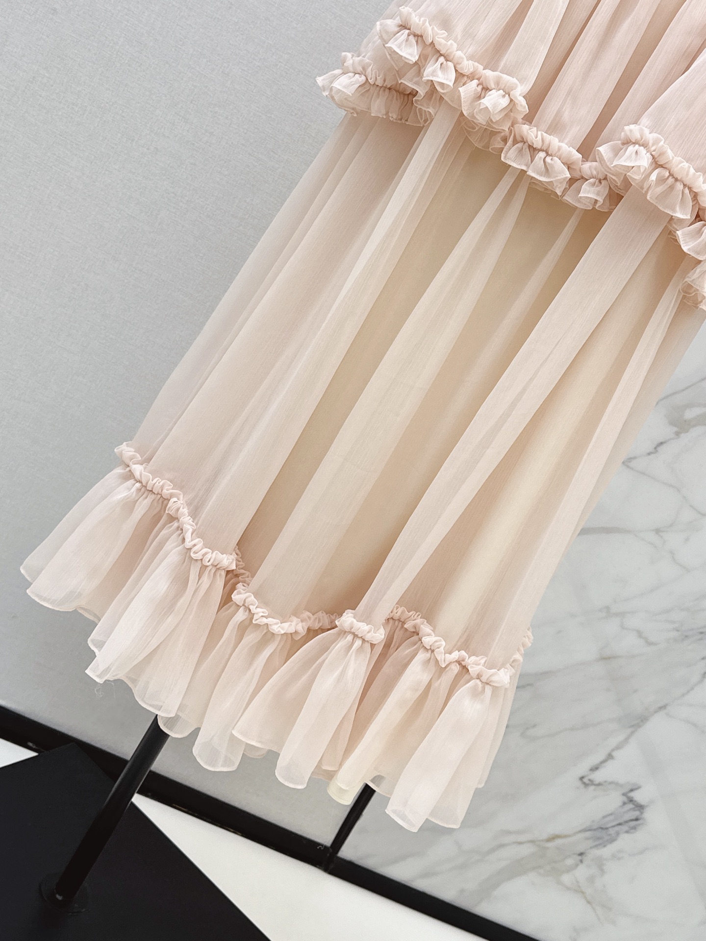 Chlo 26ss Spaghetti Strap Ruffle Mini Dress