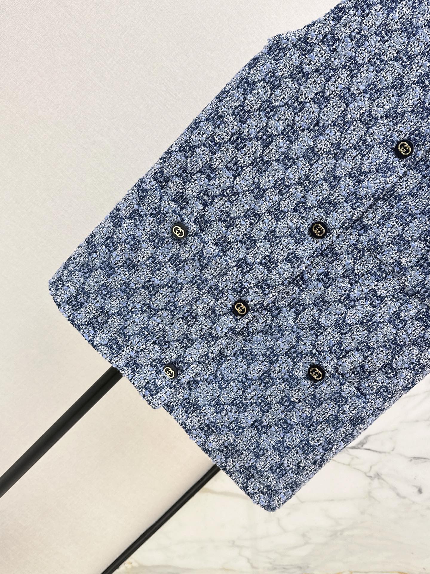 Guc 26ss jacquard tweed vest jacket