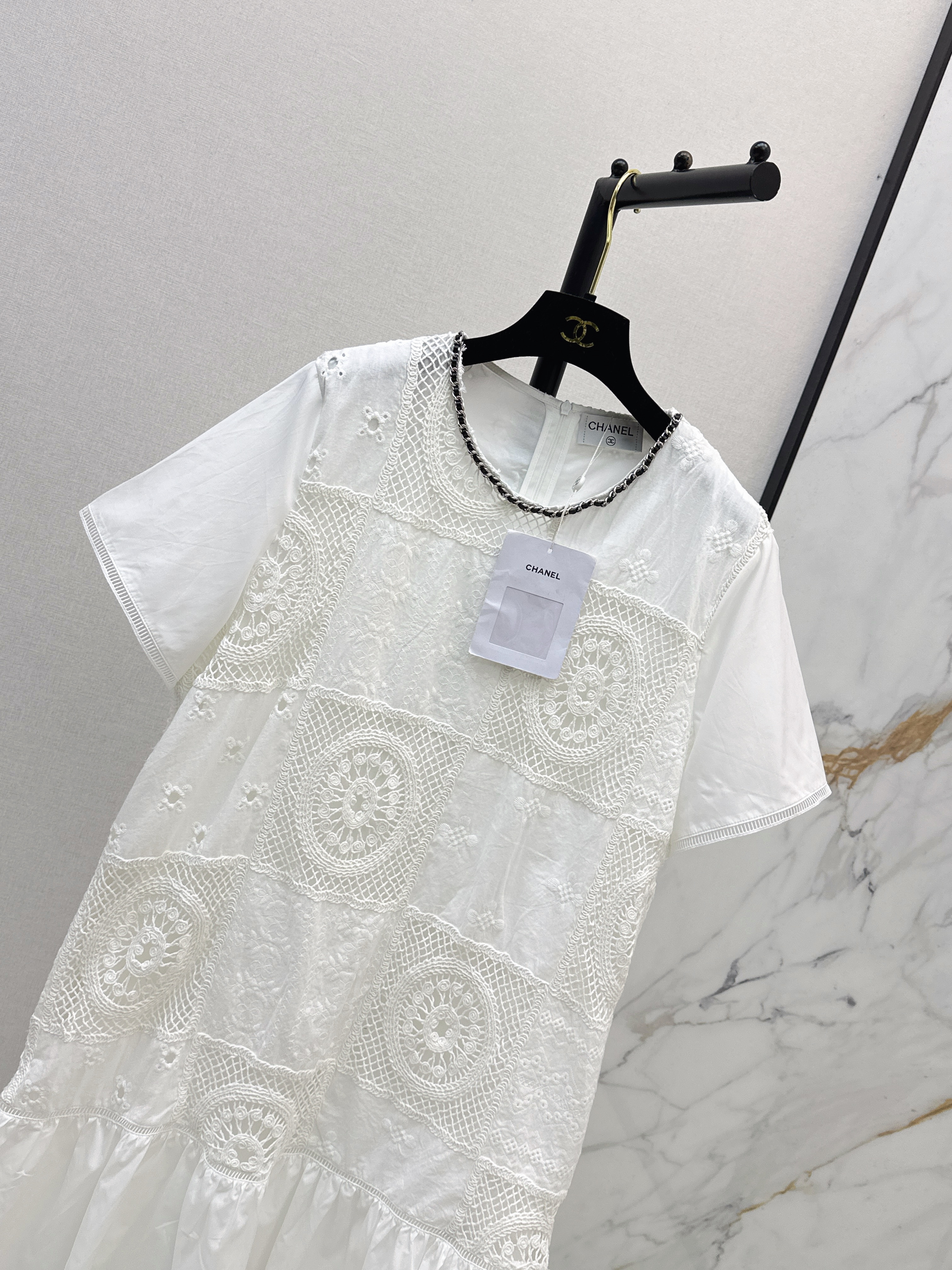 Chan 26ss hollow crochet dress