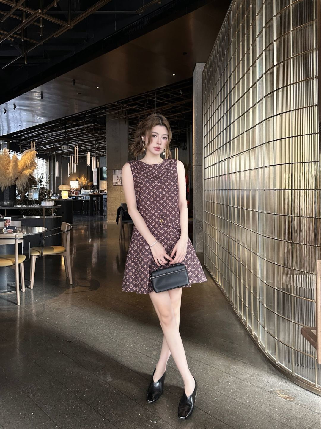 Louis 26ss print sleeveless dress