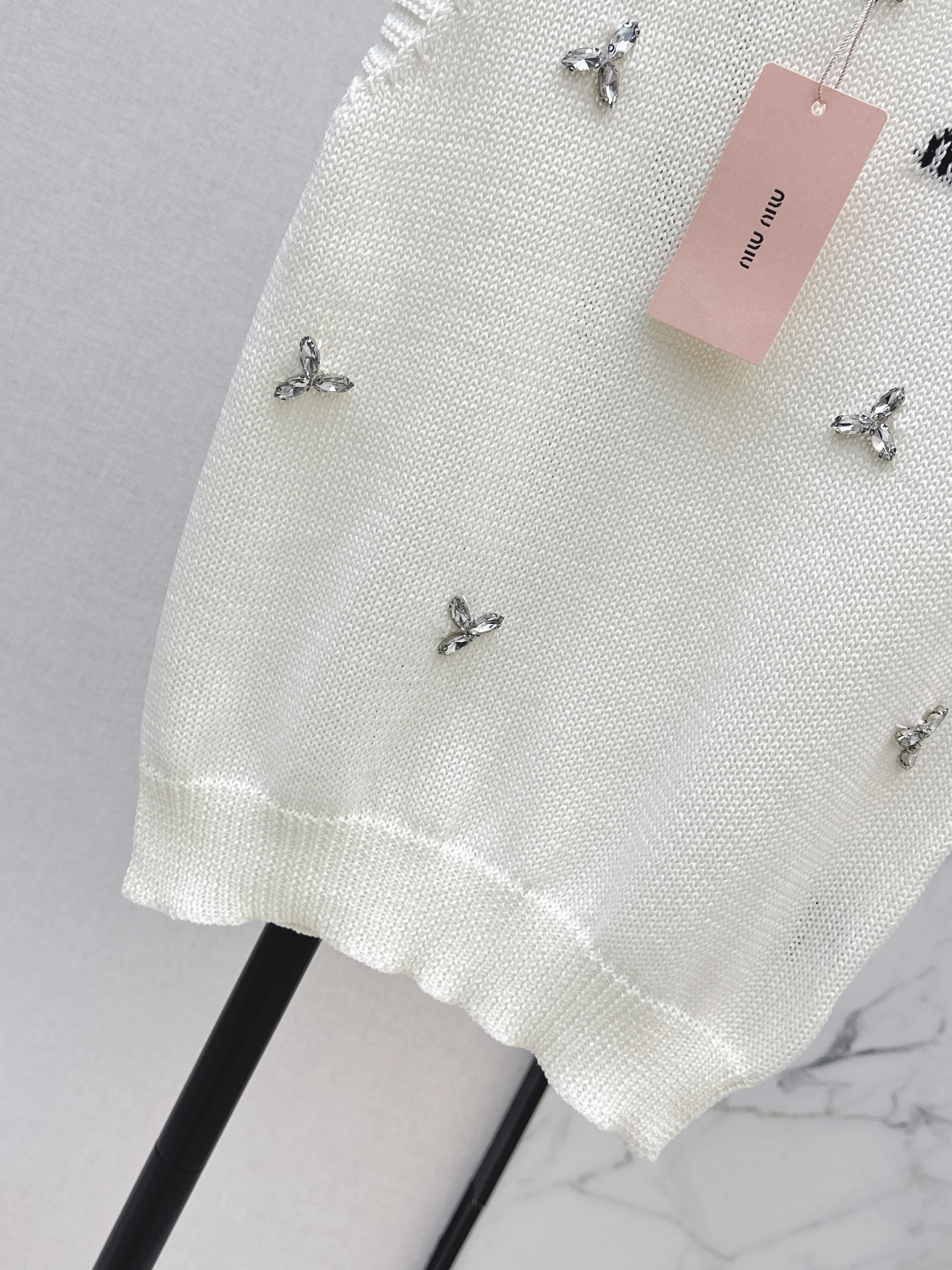 Miu 26ss rhinestone sleeveless vest