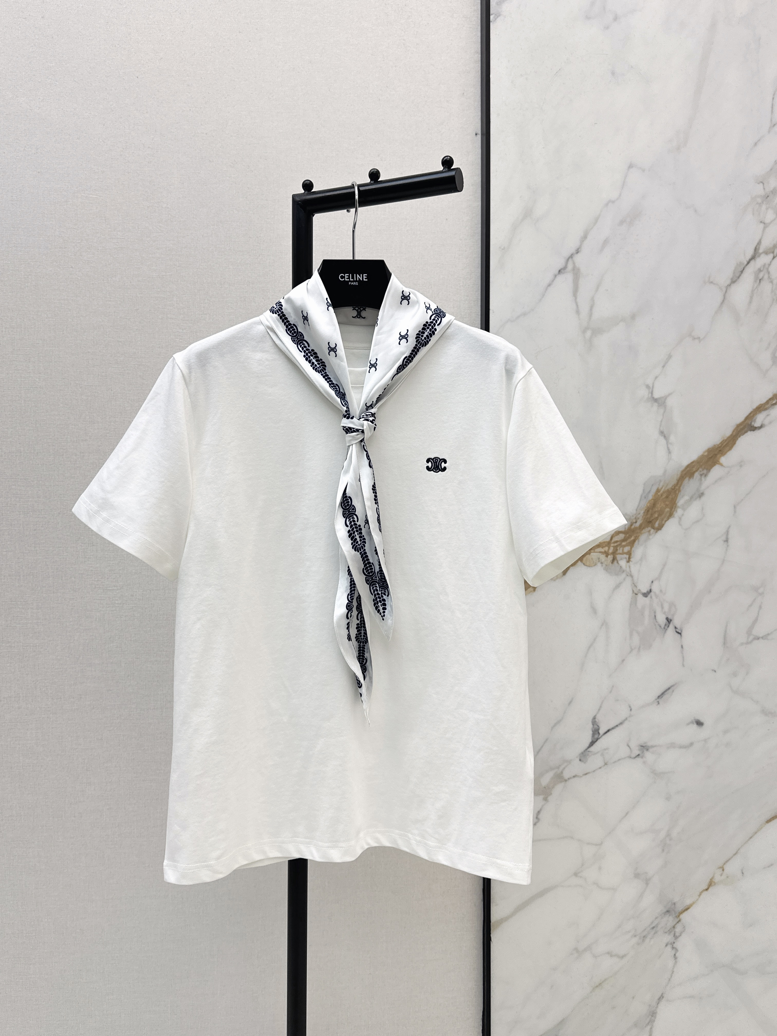 Celi 26ss print silk scarf t-shirts