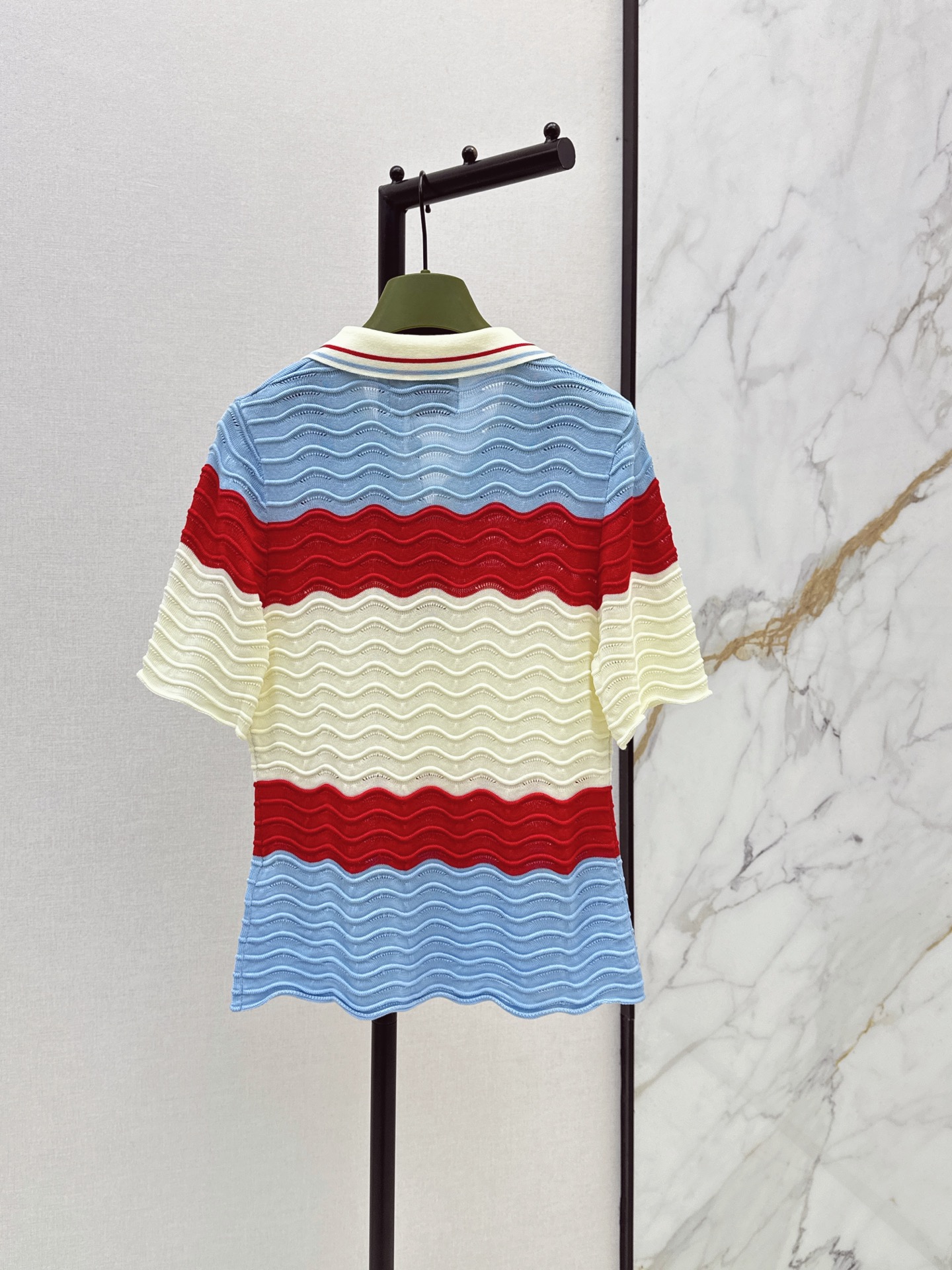 Guc 26ss stripe knit polo shirt