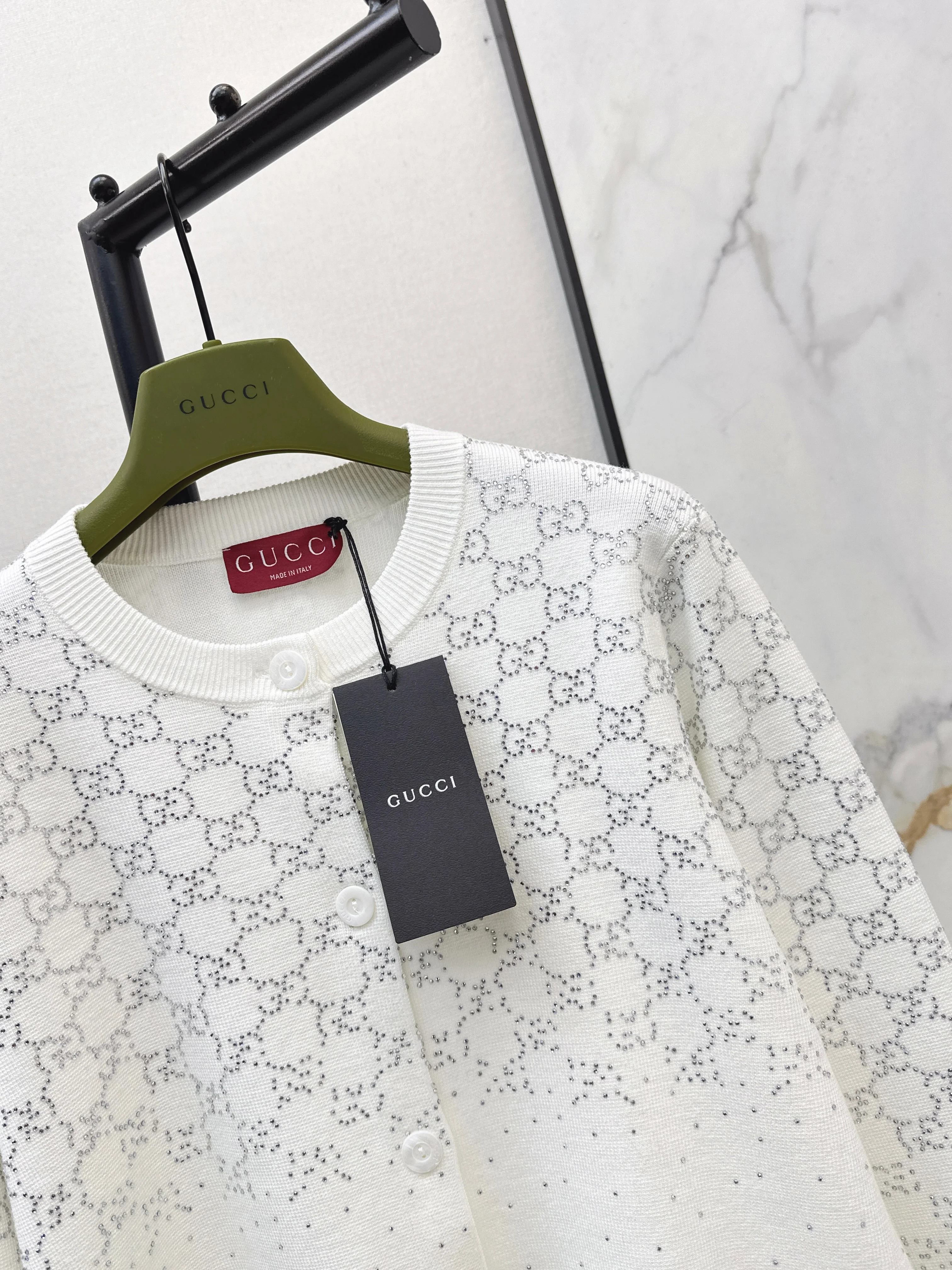 Gucc 26ss jacquard knitted cardigan