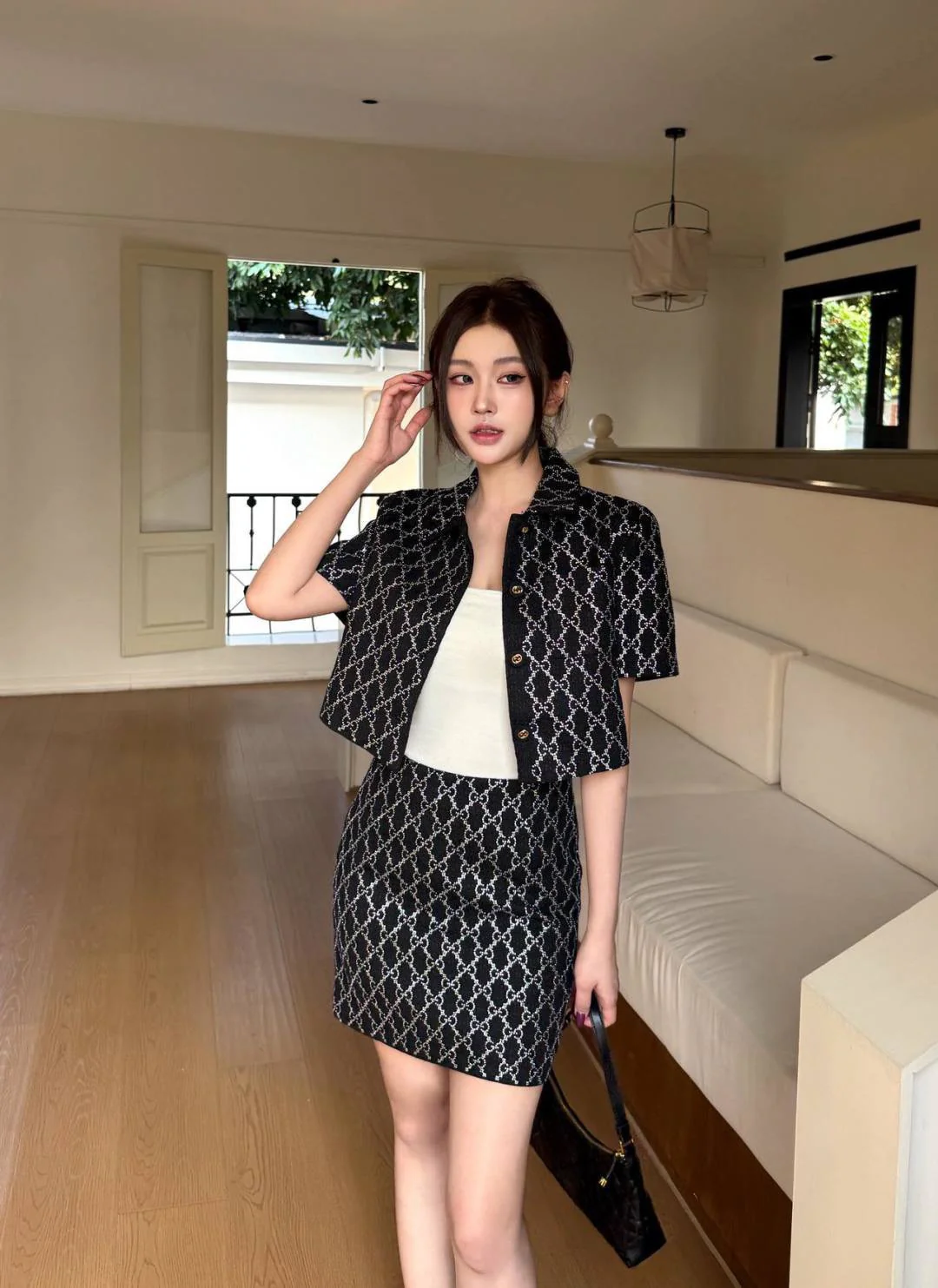 Gucc 26ss rhinestone skirts