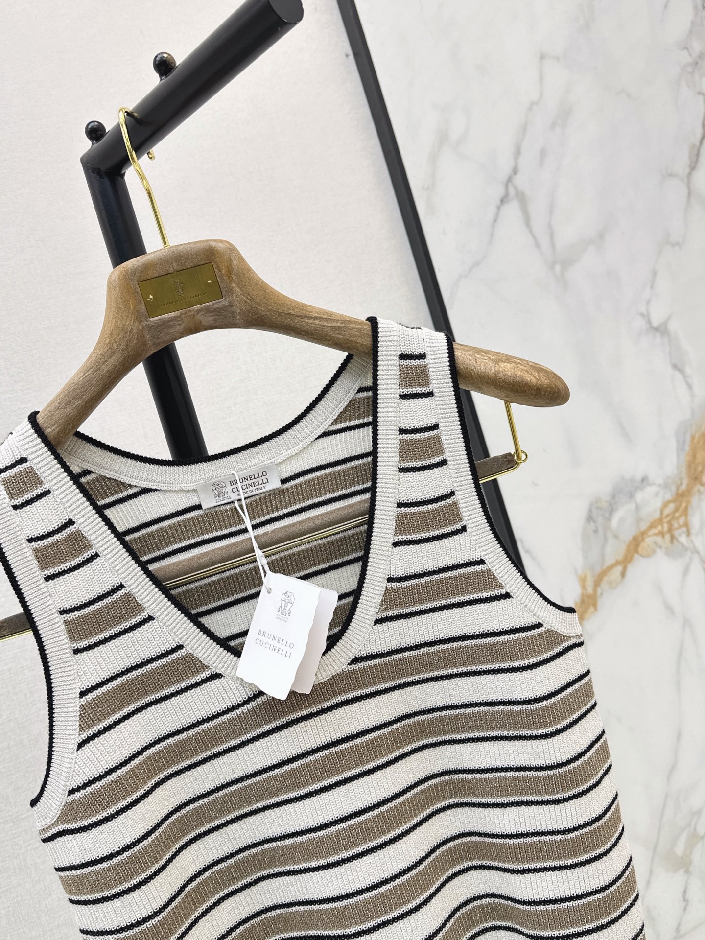 Brun 26ss stripe knit vest