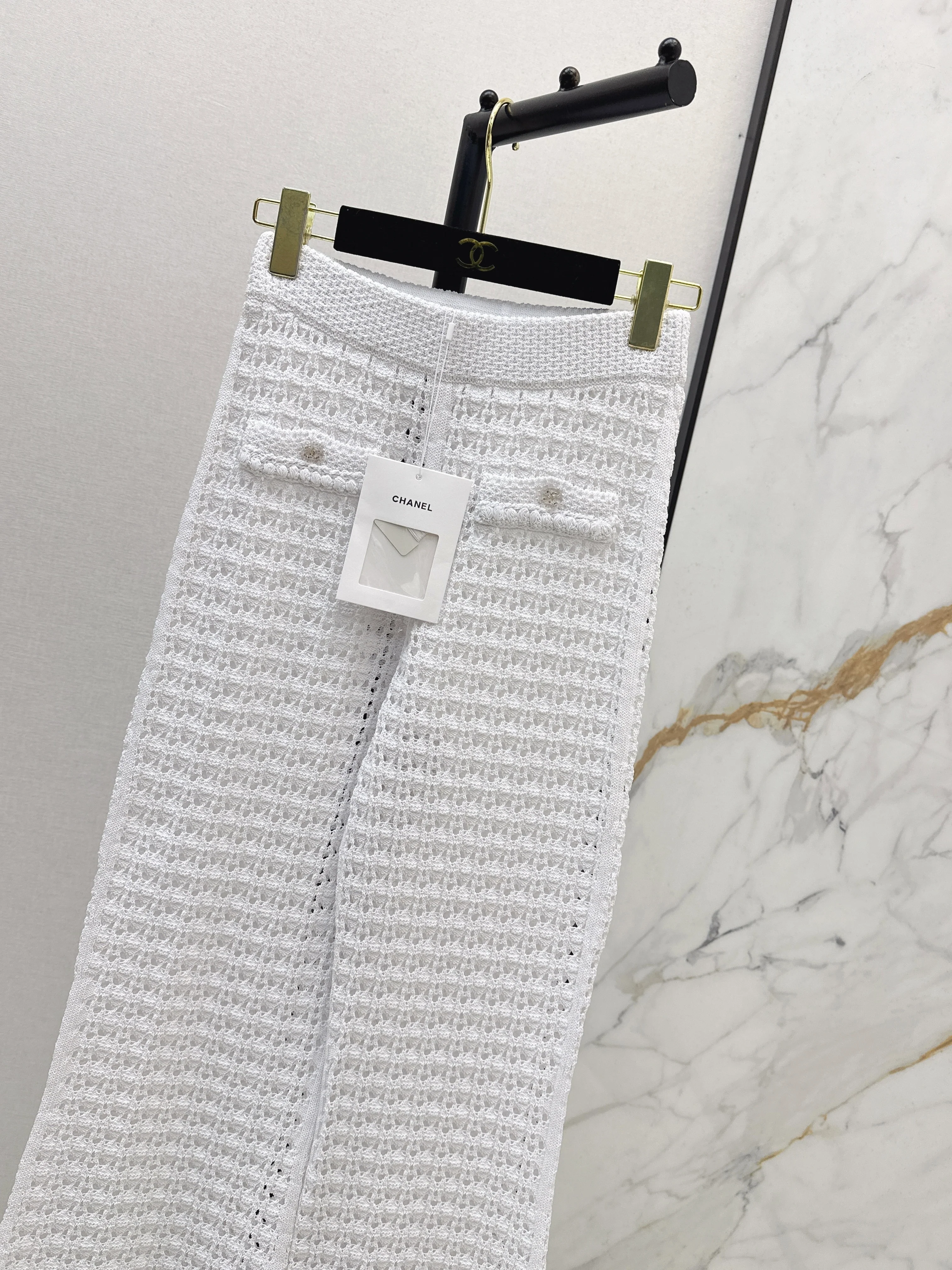 Chan 26ss hollow knit pants