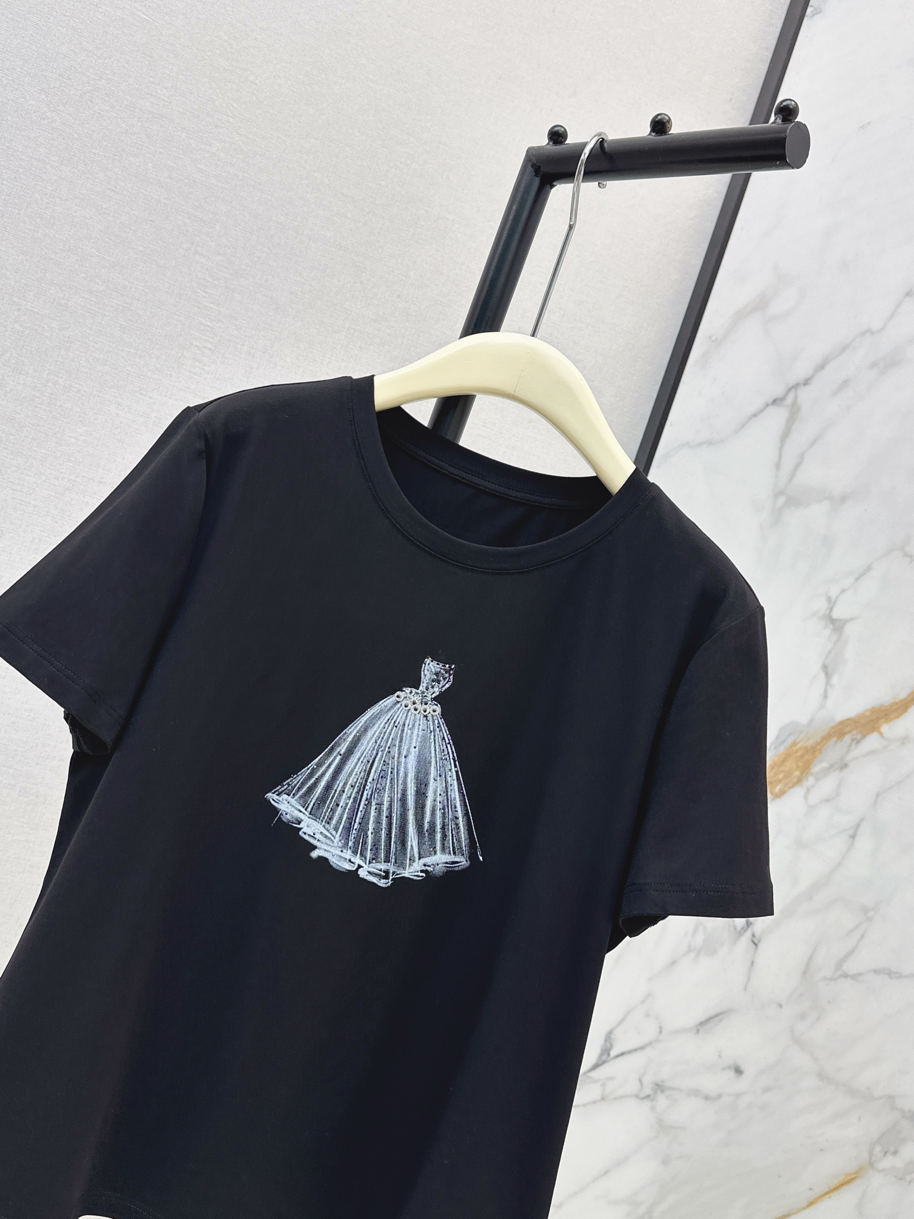 Chan 26ss beading print t-shirt