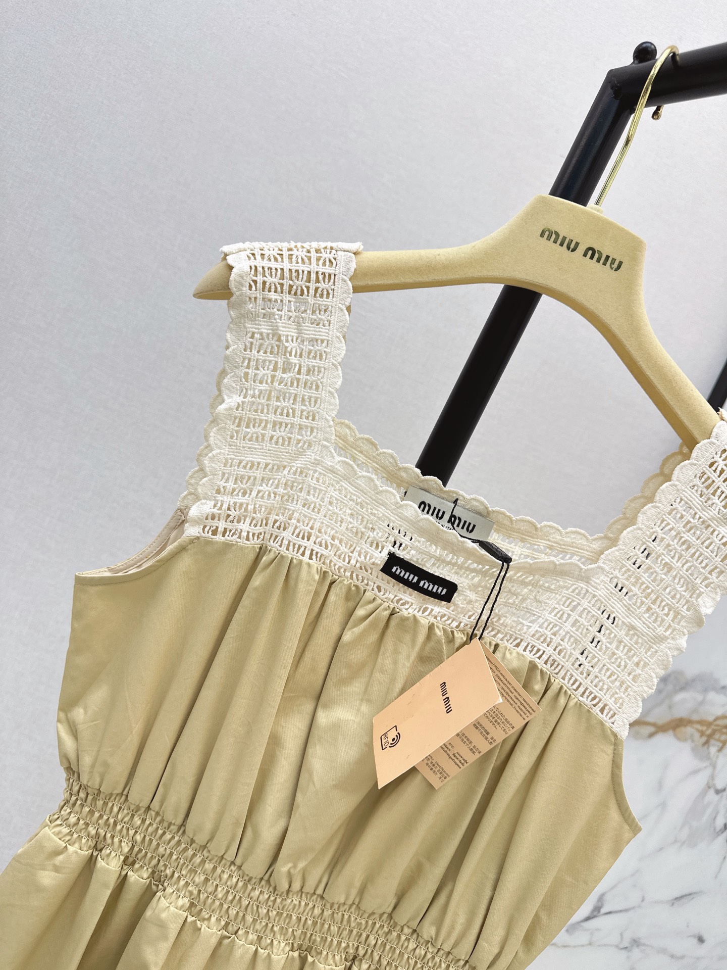 Miu 26ss lace trim slip dress
