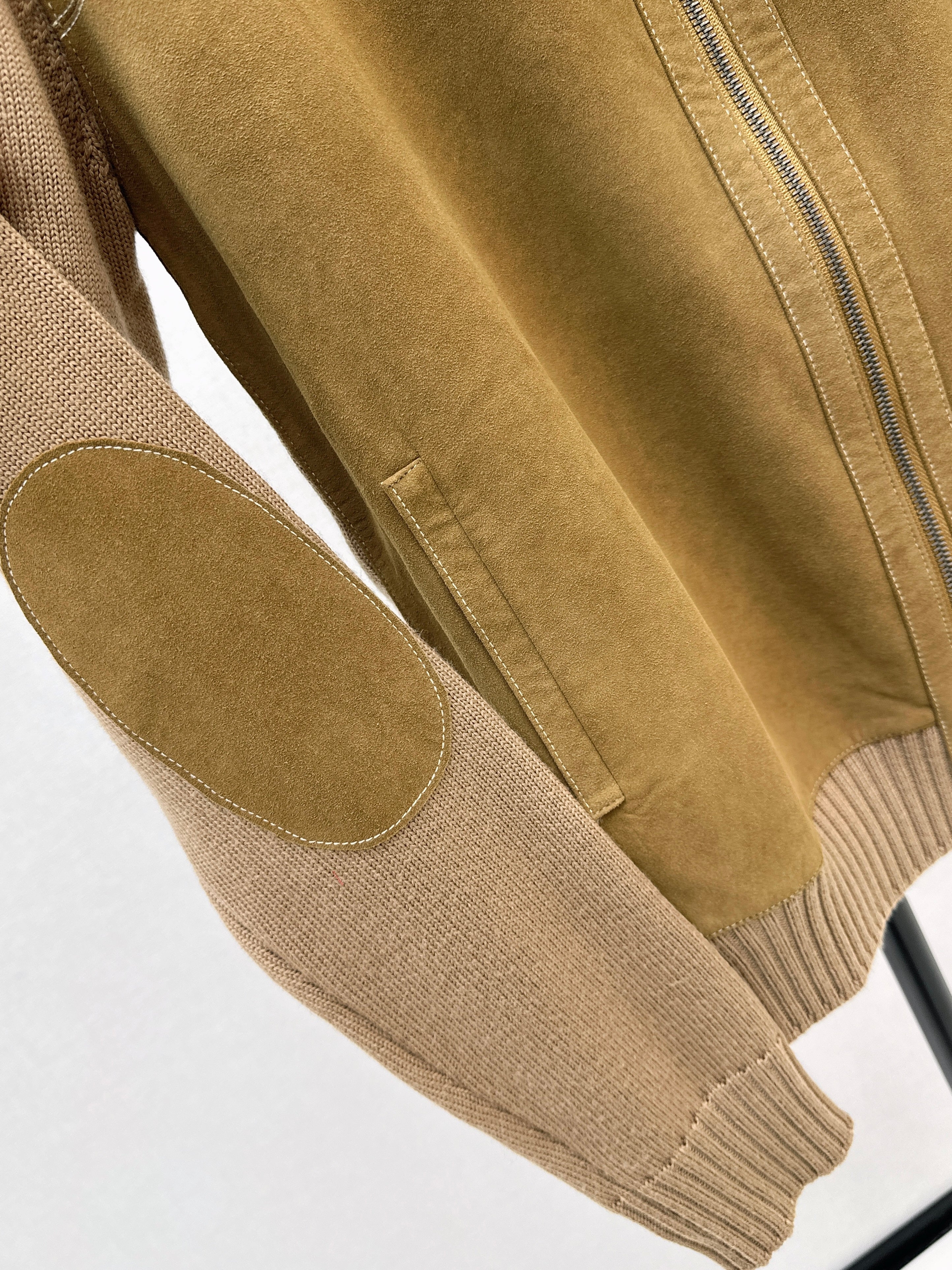 Miu 26ss wool contact sheepskin zipper cardigan