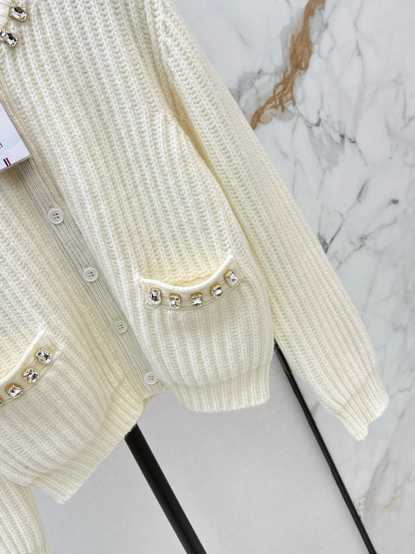 Thom 26ss rhinestone knit cardigan