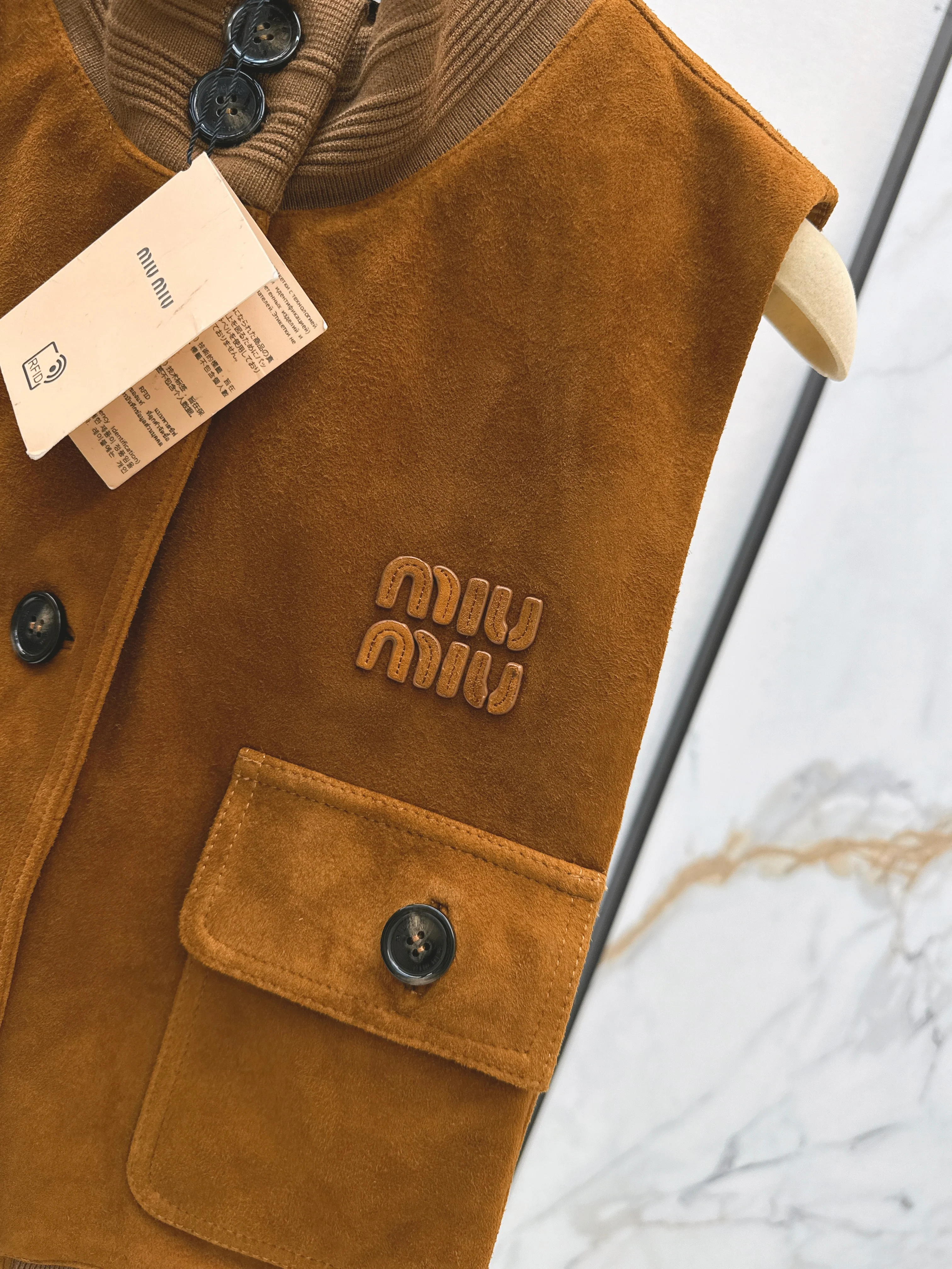 Miu 26ss suede vest jacket