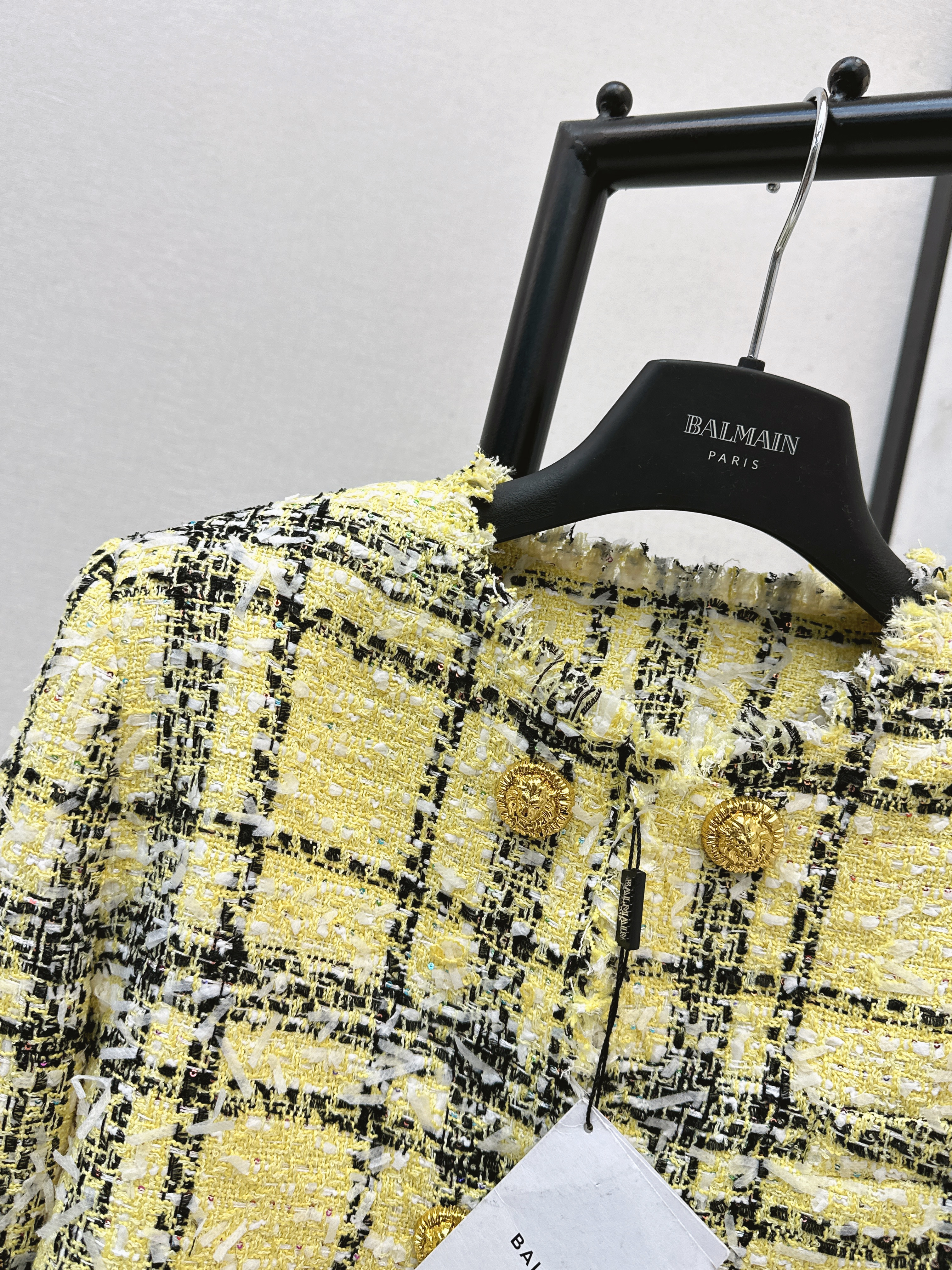 Bal 26ss check tweed jacket