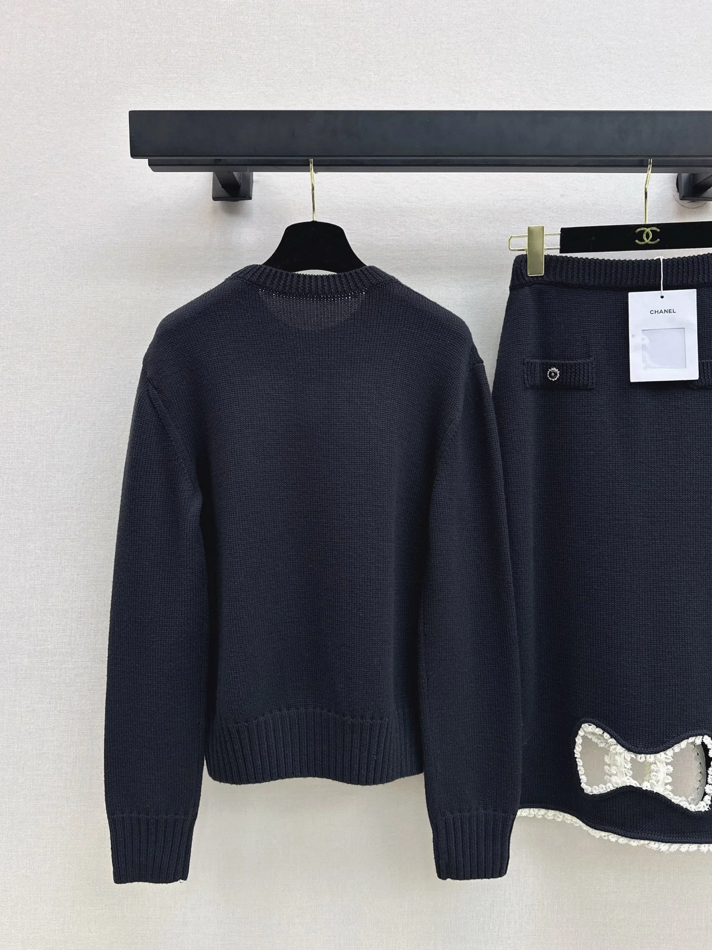 Chan 26ss wool hollow bow suit