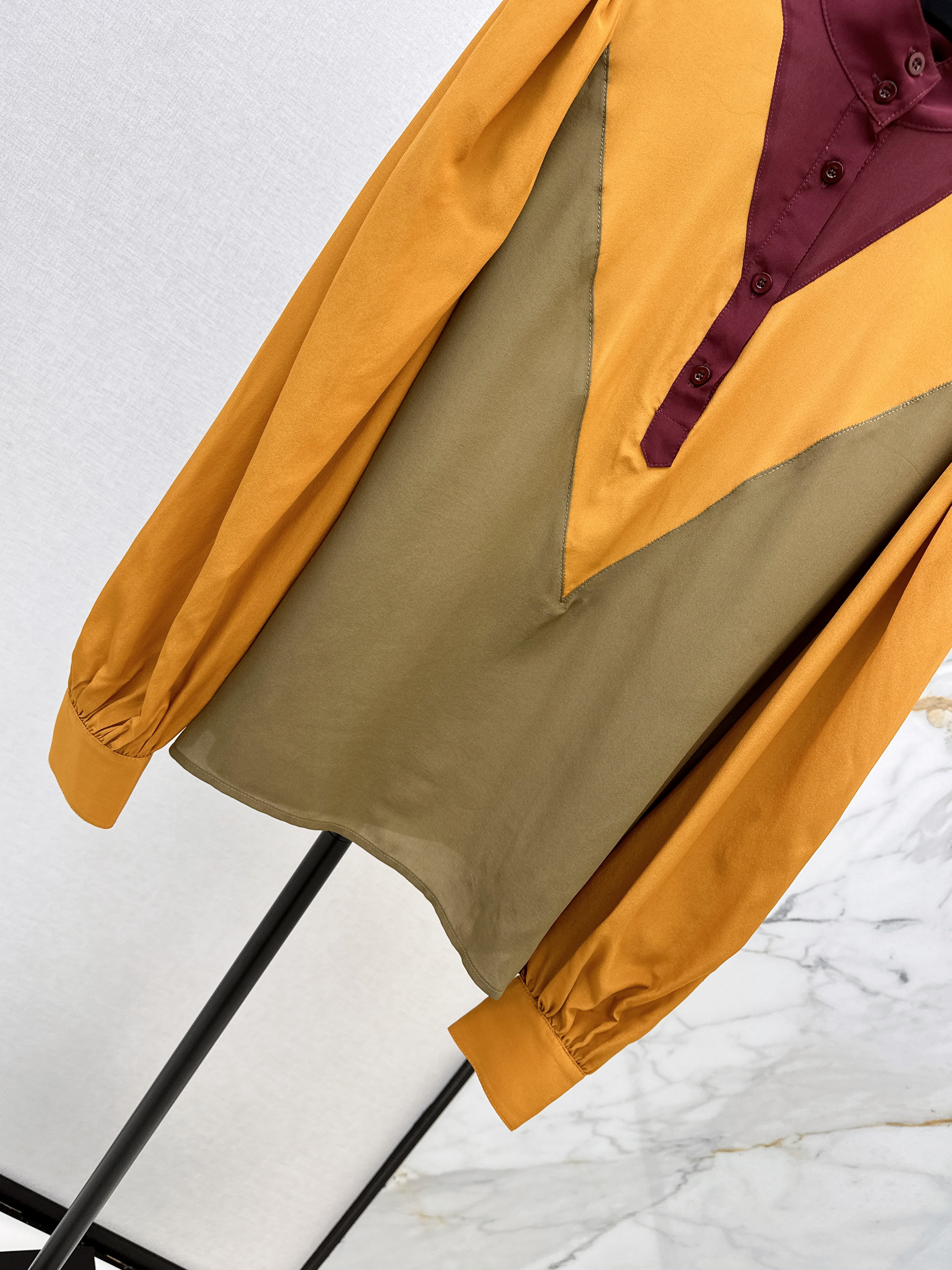 Saint 26ss coloblock silk shirt