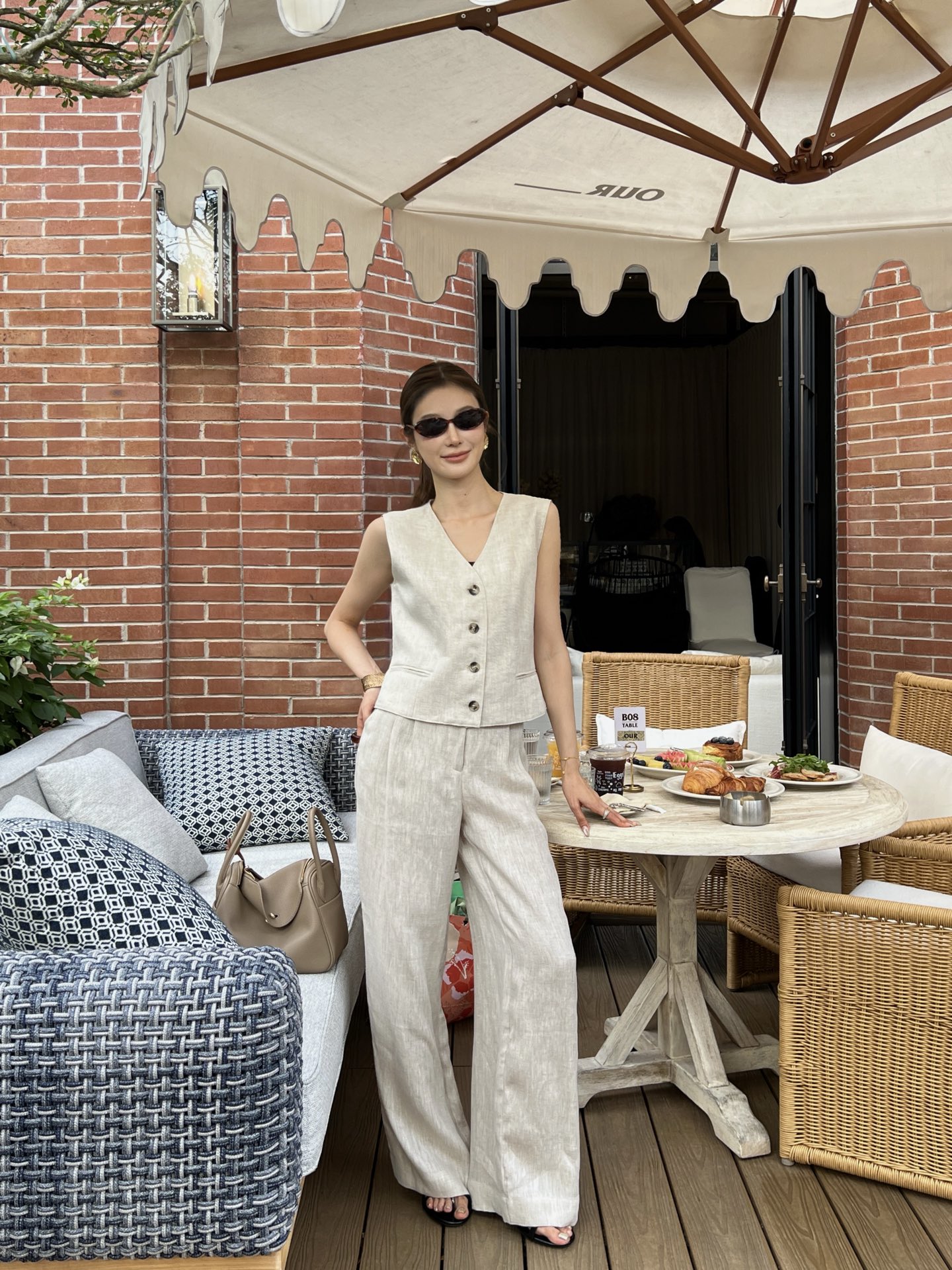 Brun 26ss linen vest pants set