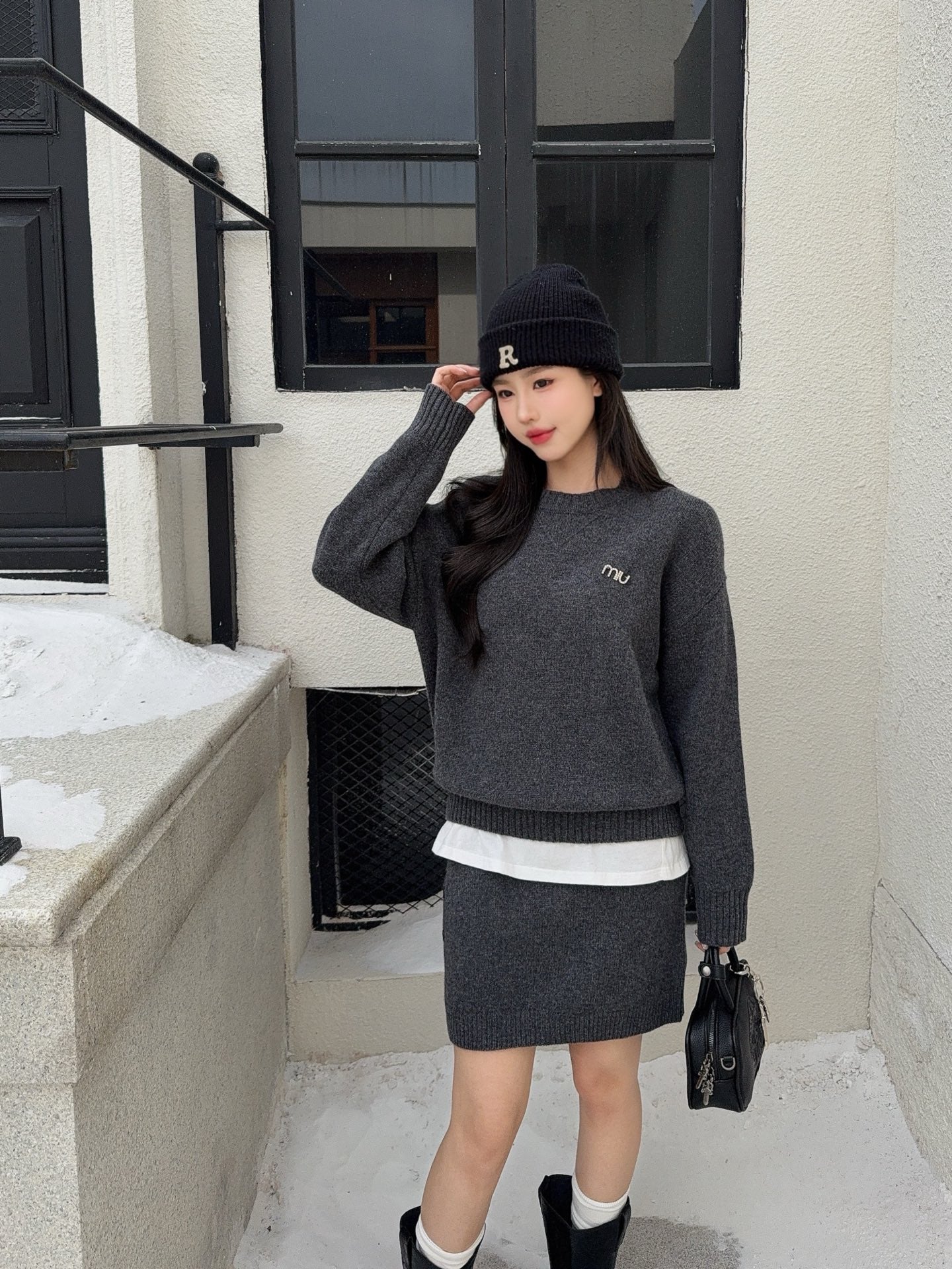 Miu 25fw knit sweater+skirt outfit sets