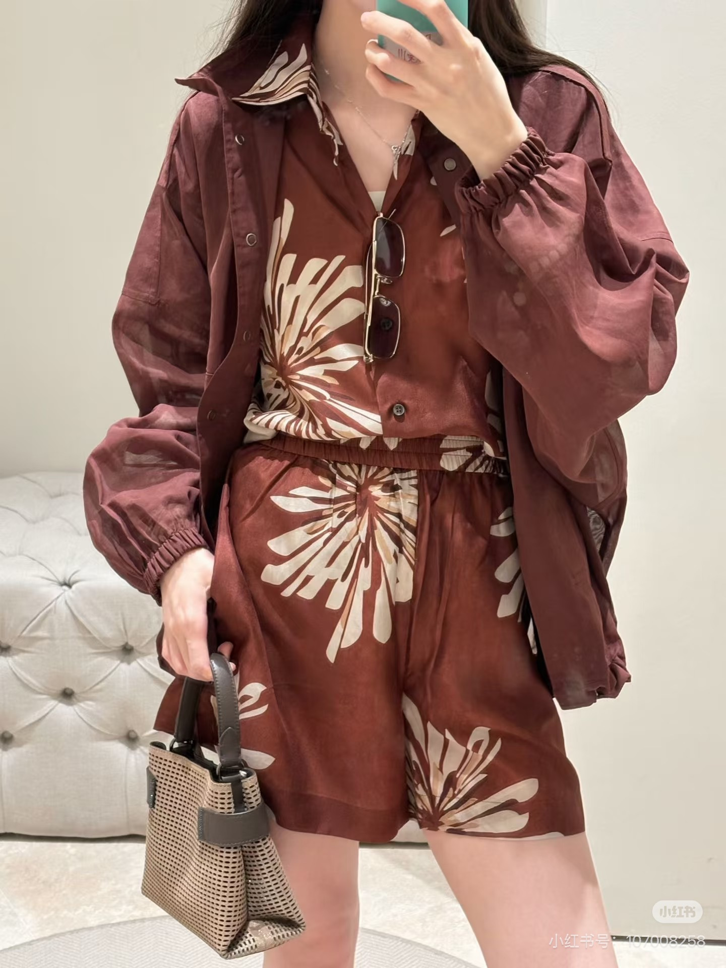 Brun 26ss print silk suit