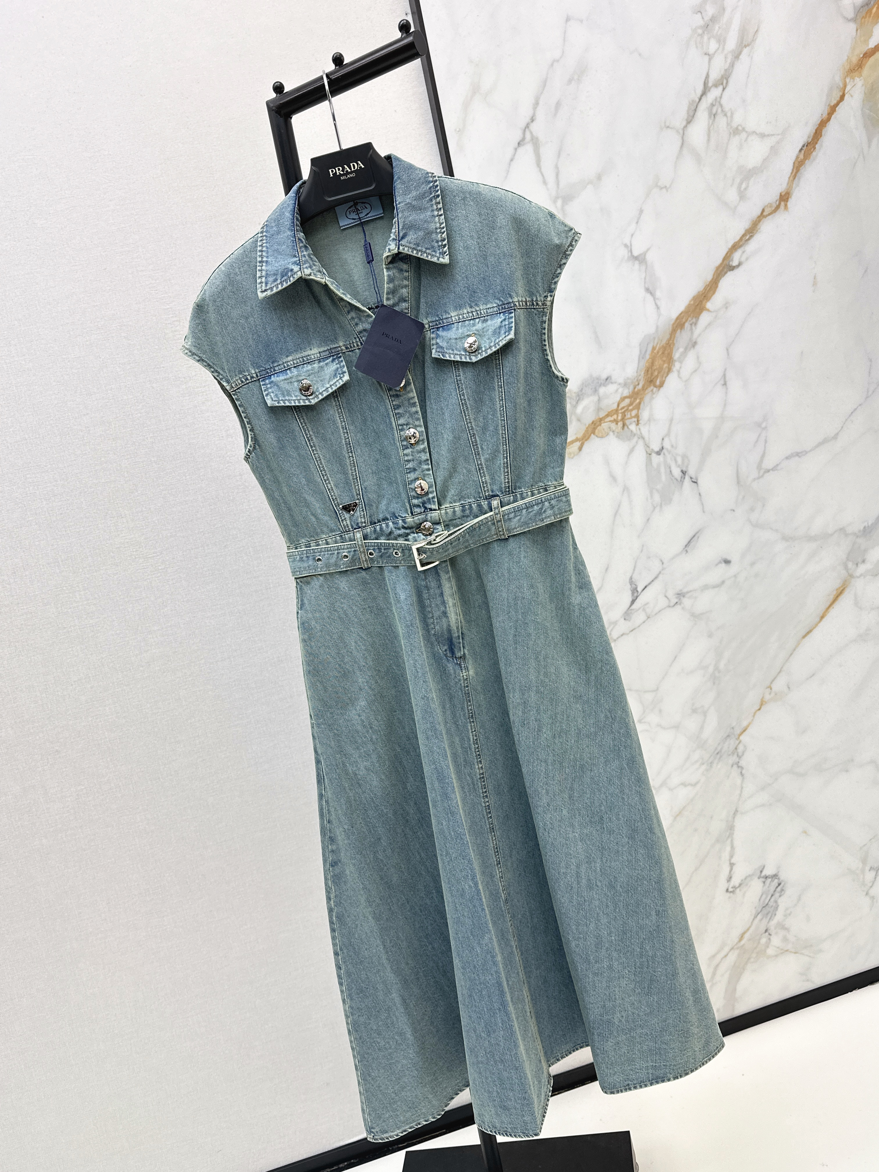 Pra 26ss denim sleeveless dress
