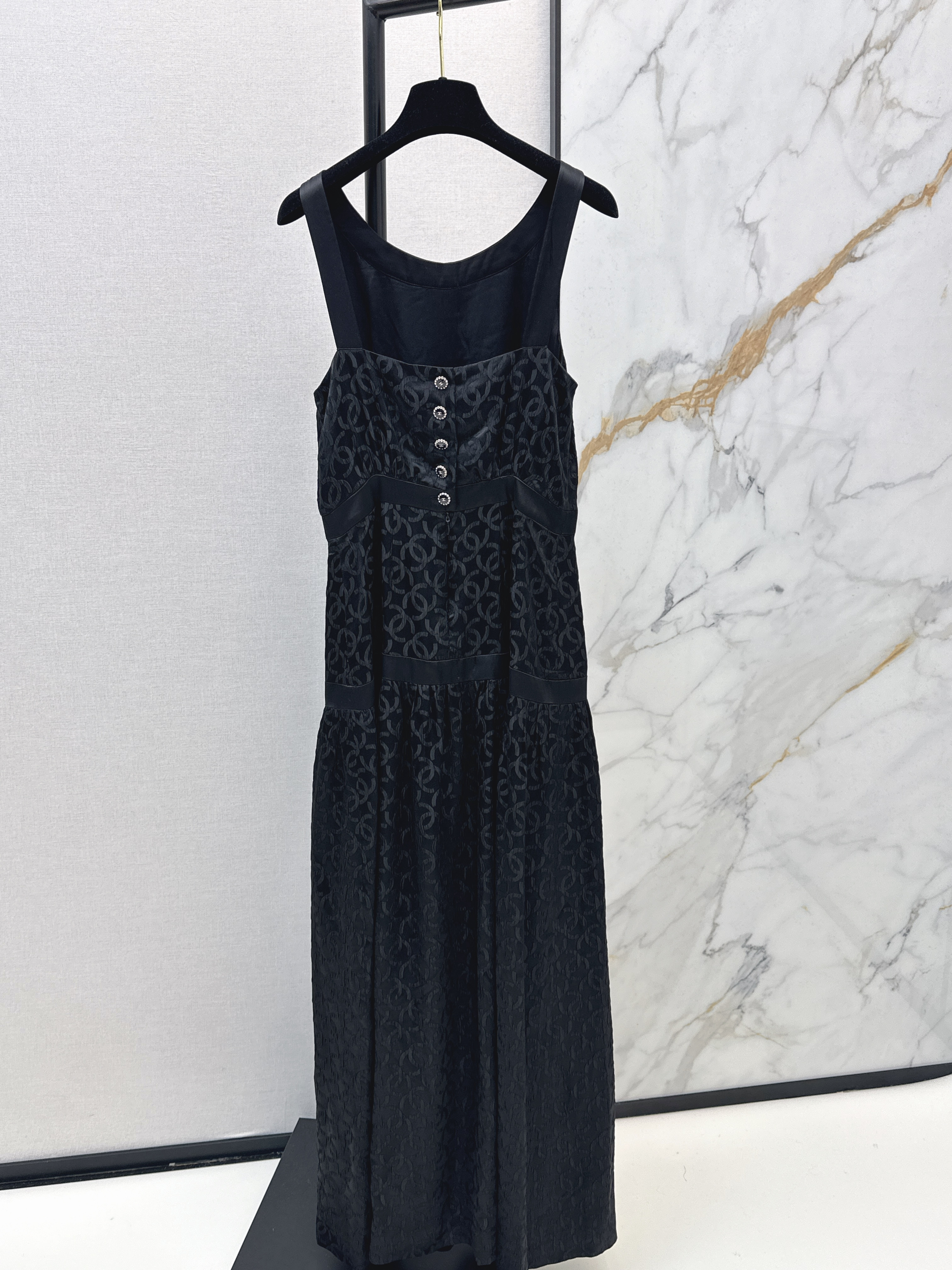 Chan 26ss bow silk jacquard dress
