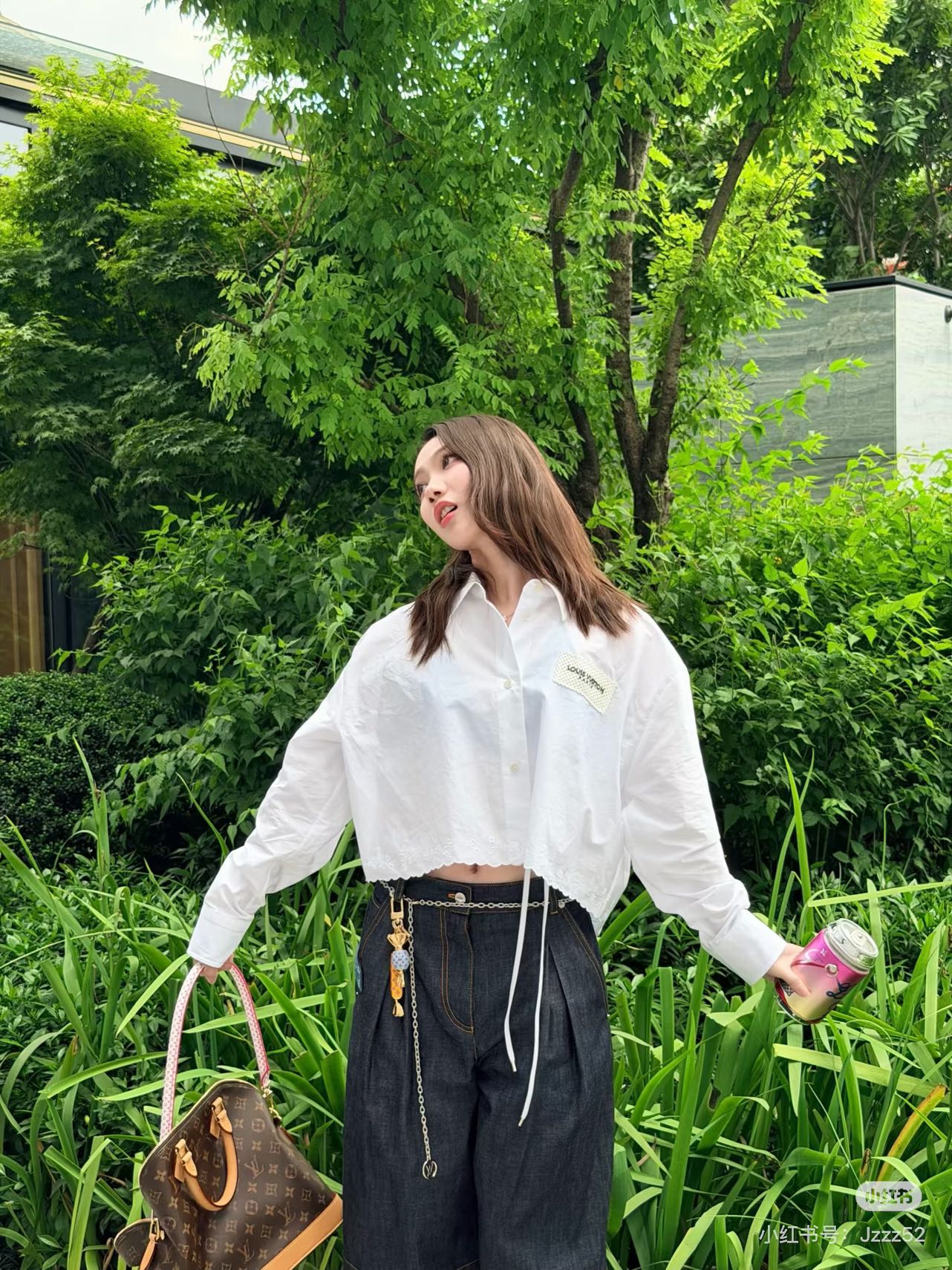 Loui 26ss embroidery cropped shirt