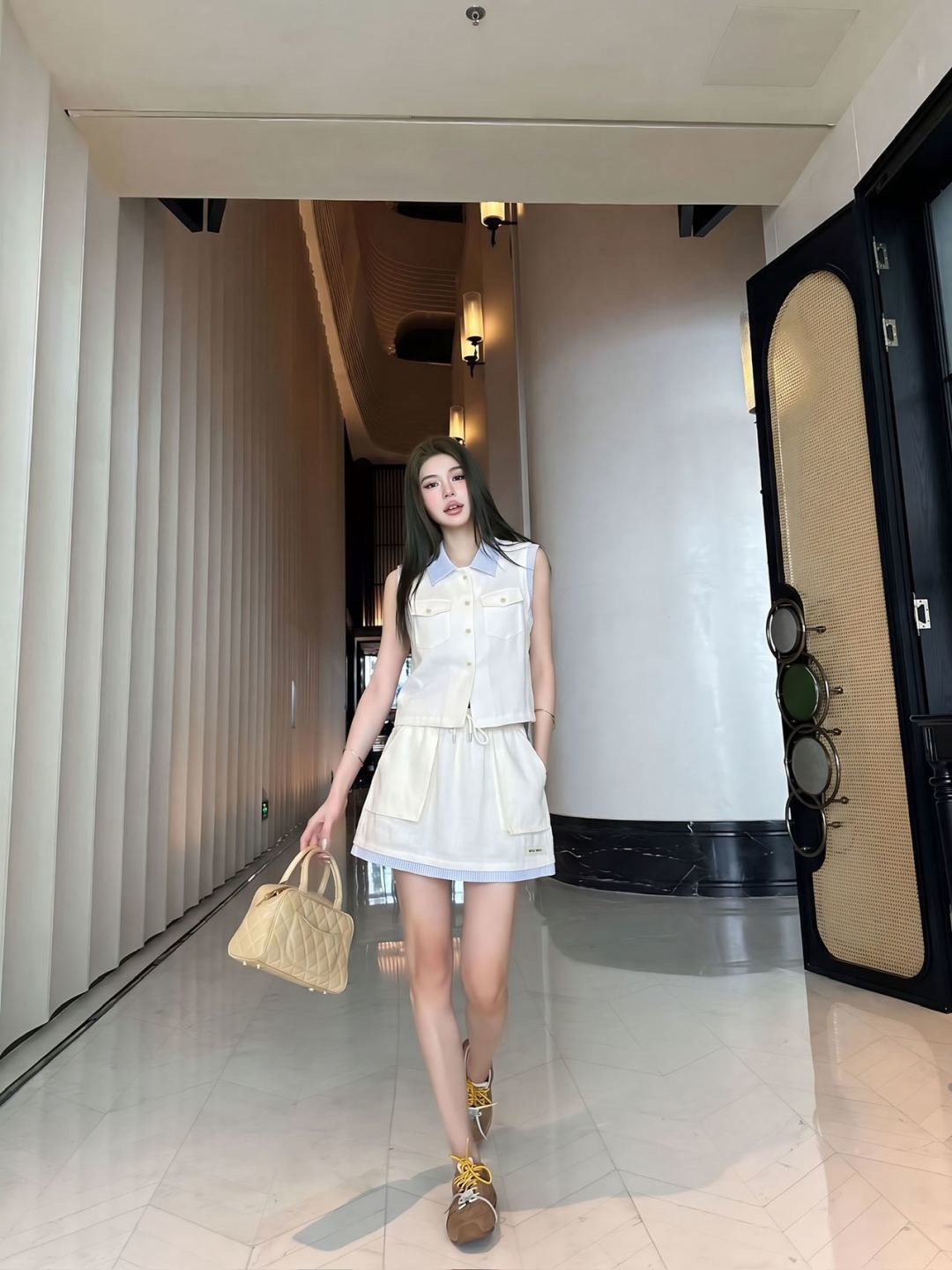 Miu 26ss shirt mini skirt set
