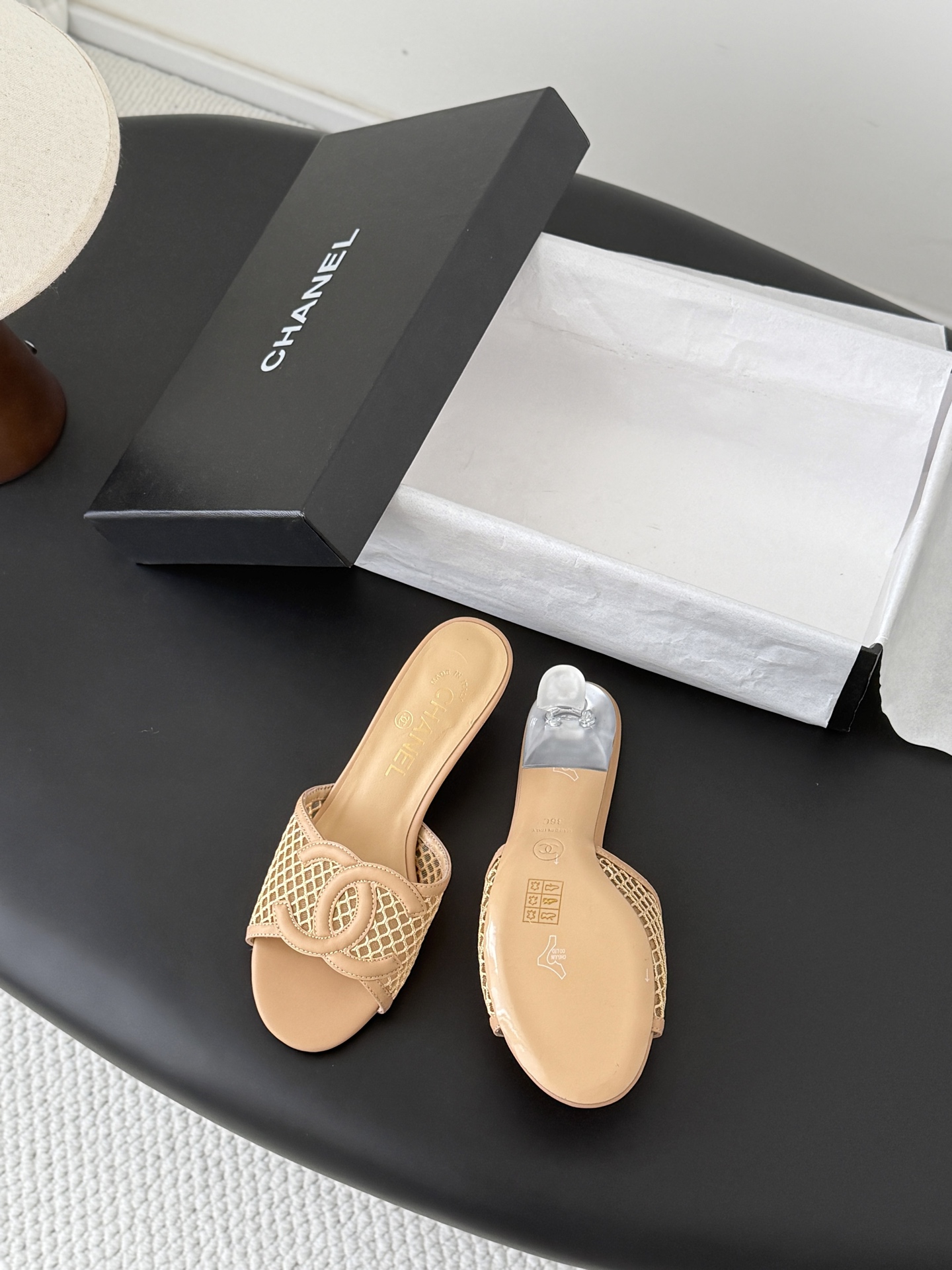Chan 26P mesh mule sandals