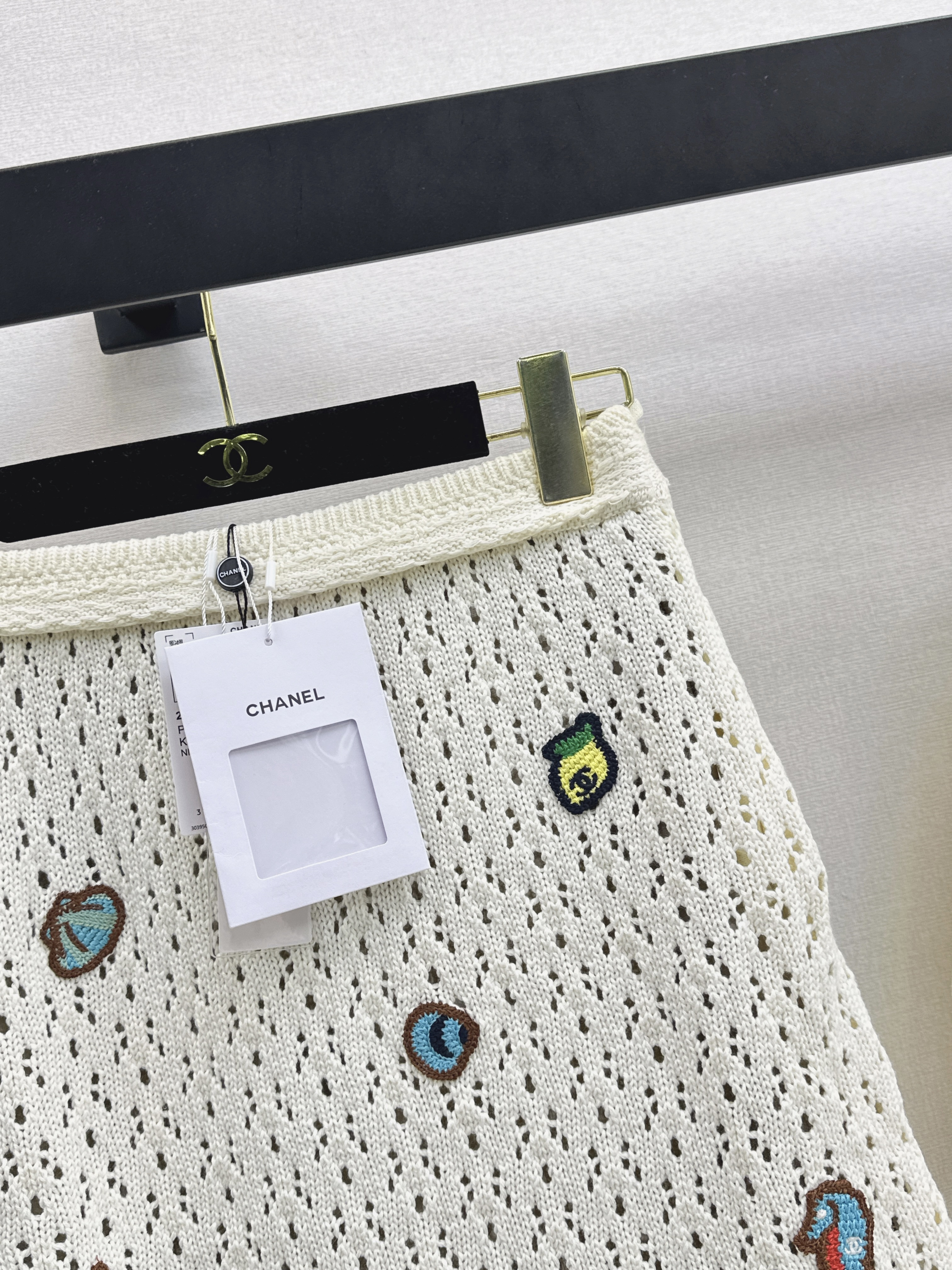 Chan 26SS Crochet Knit Mini Skirt
